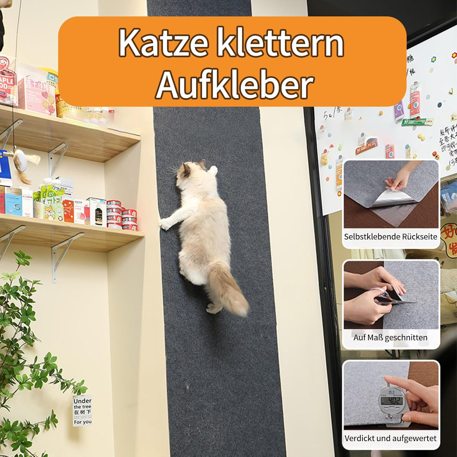 Scratching Boards Cat Scratch Protection Sofa Cat Scratching Mat Cat Scratching Mat Self-Adhesive Cat Scratching Mat for Furniture Couch Sofa Wall Door Protection (40 X 100 Cm, Warm White) image number 2