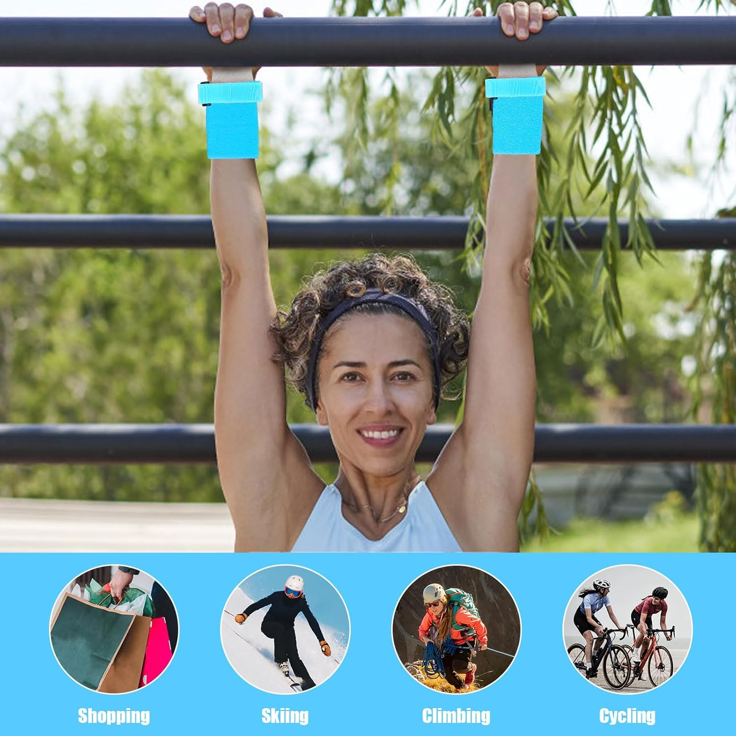 4Pcs Gymnastics Hand Grips & Wristbands, Sweatband Wrist Bar Grips Palm Protectors Comfortable Gymnastics Gloves Wrist Support Sports Accessories for Exercise & Workout image number 2