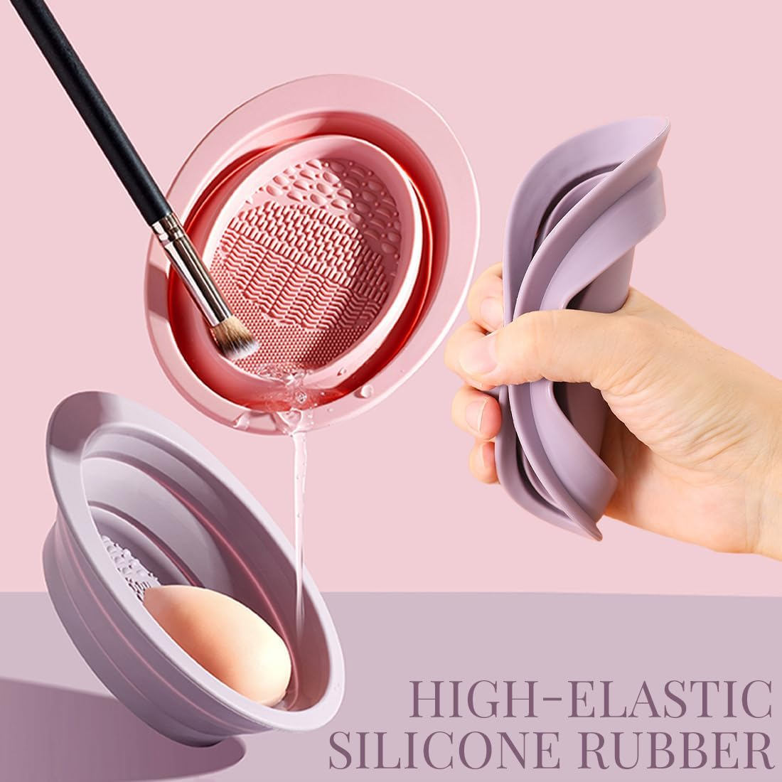 BDEPSTR Set of 2 Make-Up Brush Cleaning Mat, Silicone Make-Up Brush Cleaning Mat, Silicone Make-Up Brush Cleaner, Foldable Make-Up Brush Cleaning Pad image number 1