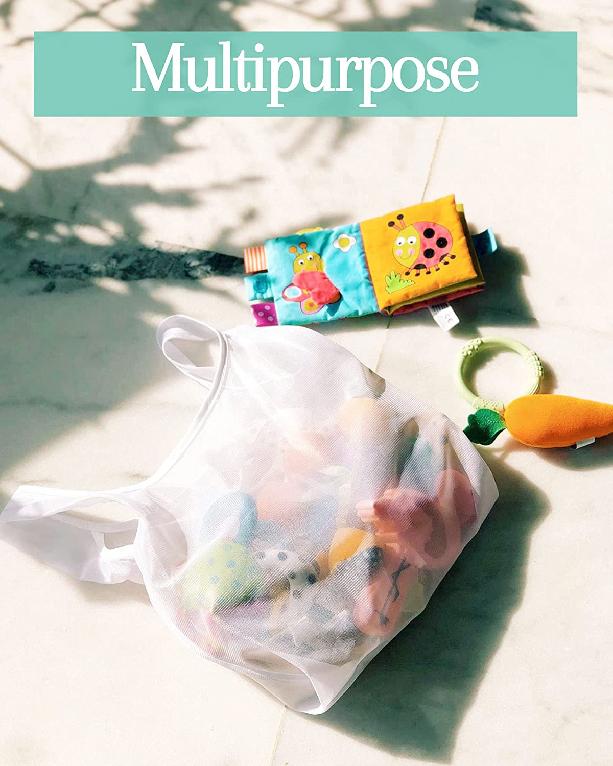 Purifyou Premium Reusable Mesh Shopping Bags for Produce and Grocery | Keeps Produce Fresh & Has Tare Weight Tags | Set of 9 | 2 Reminder Keychains & 2 Zipper Storage Pouches Included | Extra Large image number 6