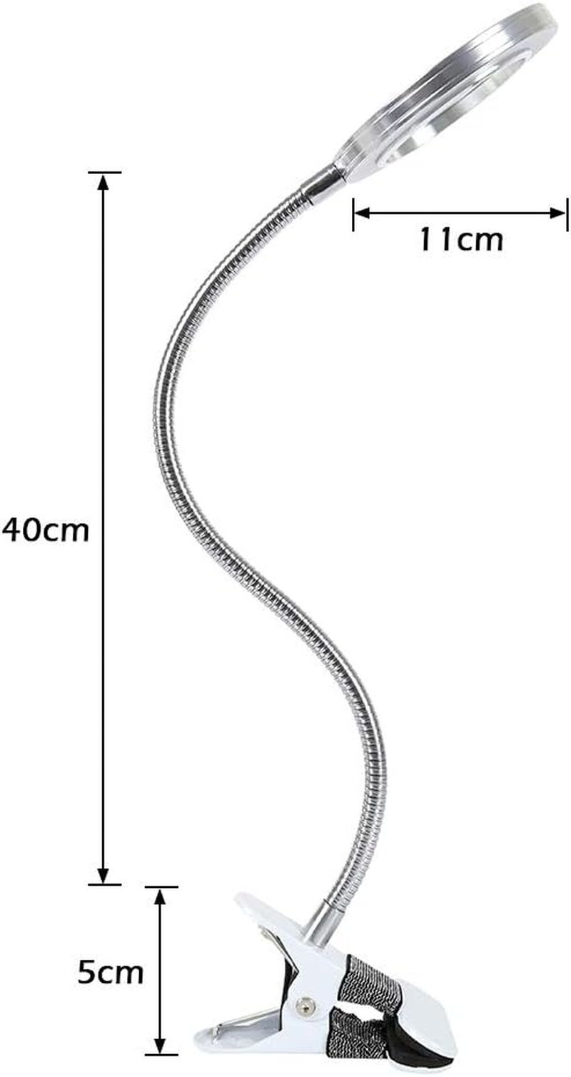 LED Magnifying Lamp with Clamp, 8X Magnifying Lamp Flexible Gooseneck LED Desk Lamp,Usb Powered LED Magnifying Glass with Light for Tattoo, Reading, Crafts and Sewing image number 4