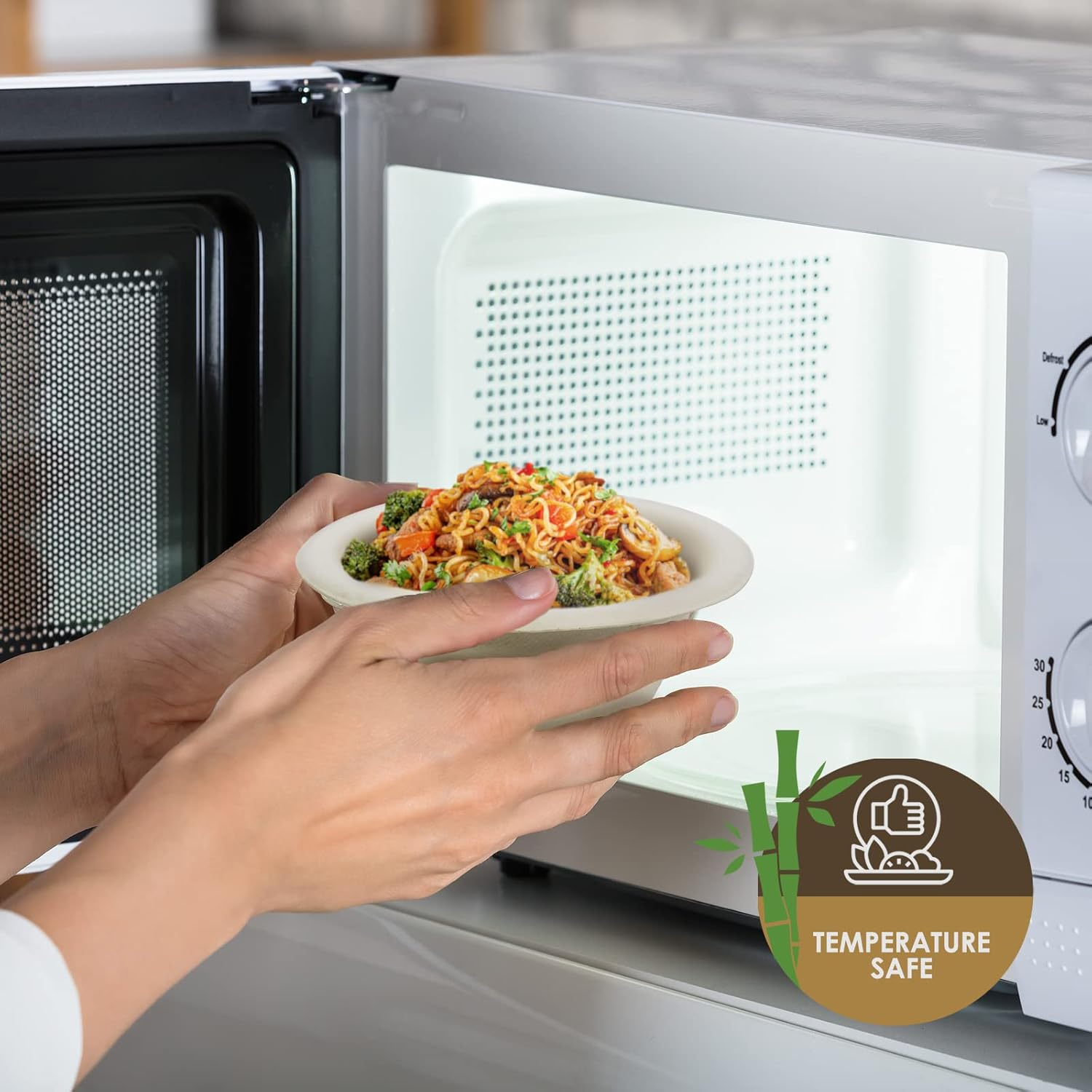 PAMI 100% Biodegradable Sugarcane Bowls [Pack of 50] Natural Compostable Soup Bowls- Planet-Friendly Bagasse Bowls for Hot & Cold Uses- Heavy-Duty Disposable Microwavable Paper Serving Bowls (5 Oz.) image number 1