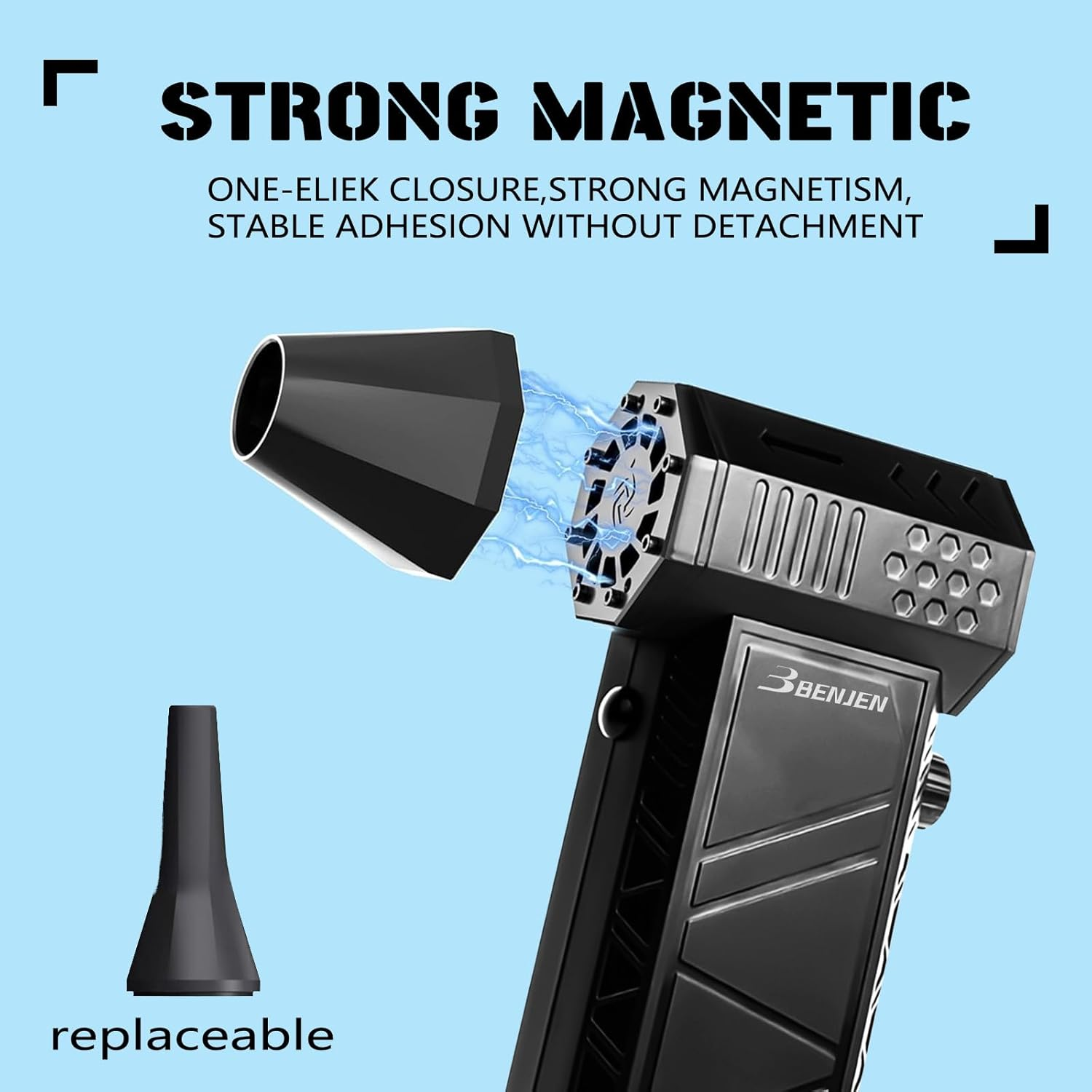 BENJEN Compressed Air Duster-150000Rpm Electric Air Duster for Cleaning Keyboard & PC Infinitely Adjustable Speed Cordless Turbo Fan Turbo Dryer Blower for Car, Air Bed, Outdoors, Home. image number 1