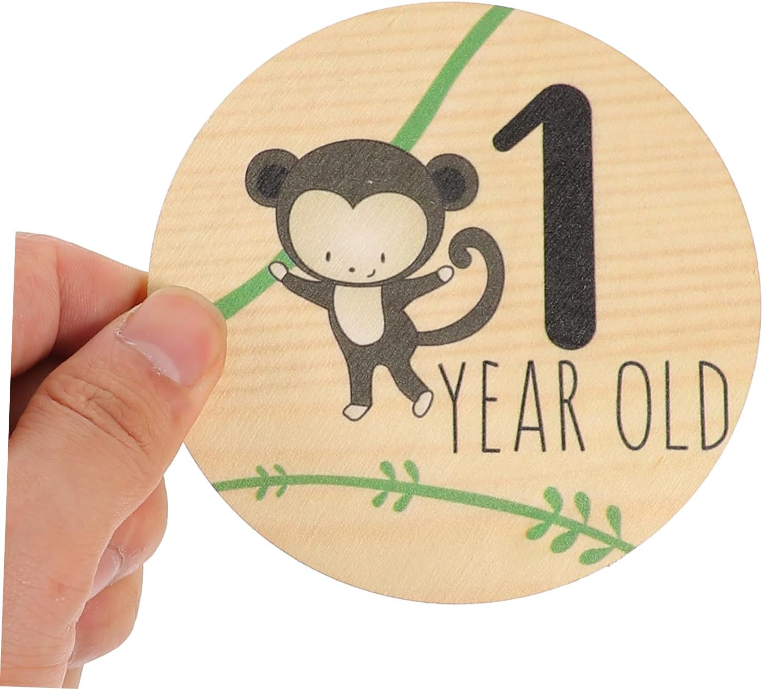 7Pcs Wooden Milestone Signs Double Sided Monthly Cards with Cartoon Animals Lightweight Birth Announcement Board for Newborn Photos and Nursery Decoration image number 4