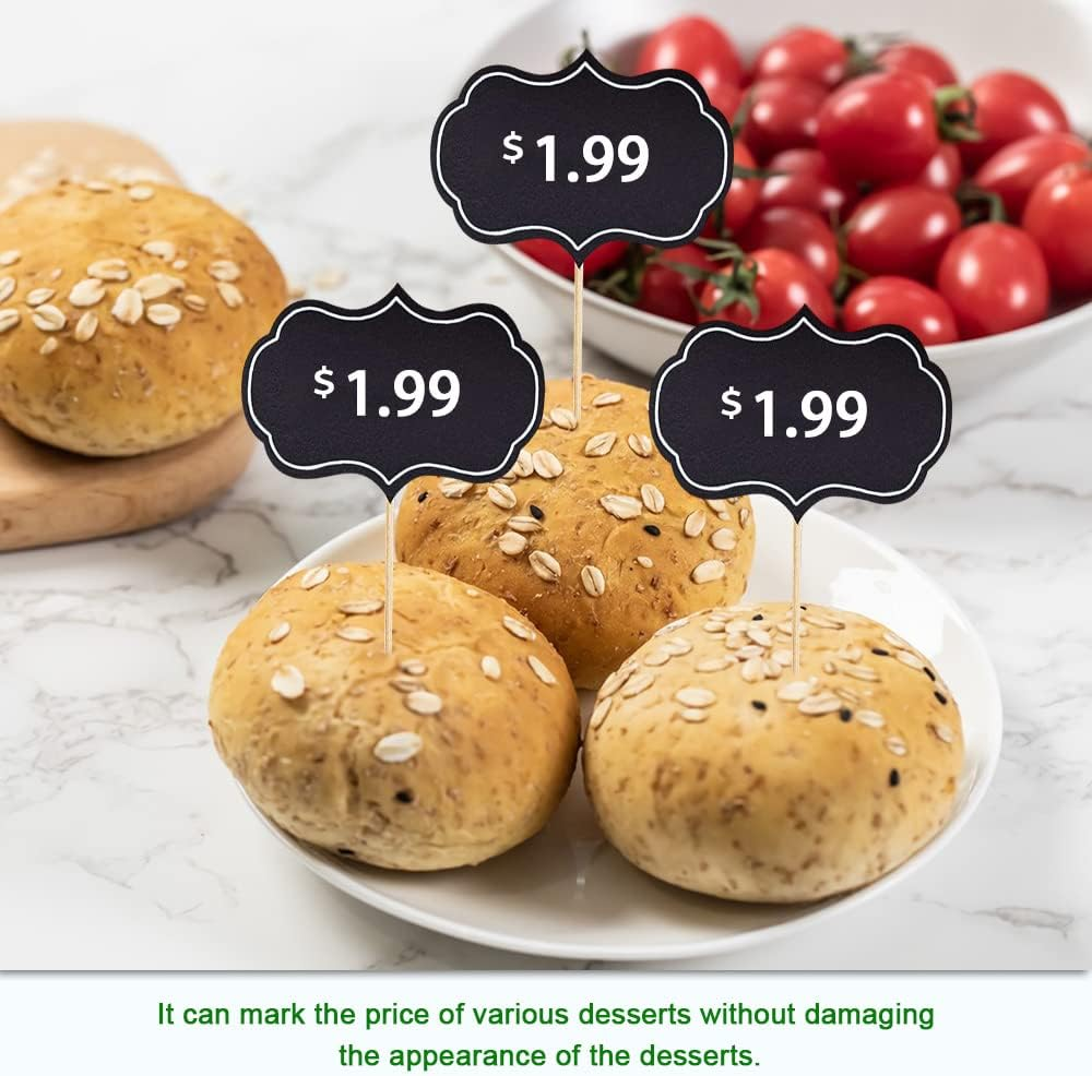 48 Pcs Cheese Markers for Charcuterie Board, Blank Toothpic Flags Black Cheese Labels, Buffet Labels Food Tags, Cupcake Name Tag Toppers image number 3