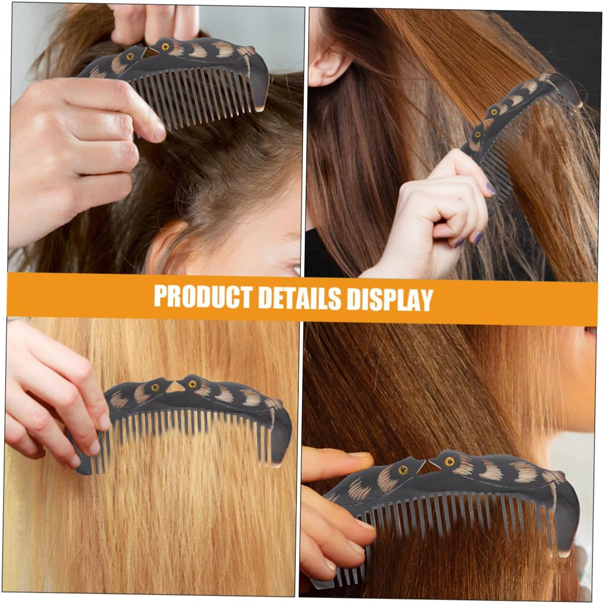 Beavorty 2Pcs Natural Ox Horn Comb Wide Tooth Curl Comb for Women Hair Styling Tool image number 3