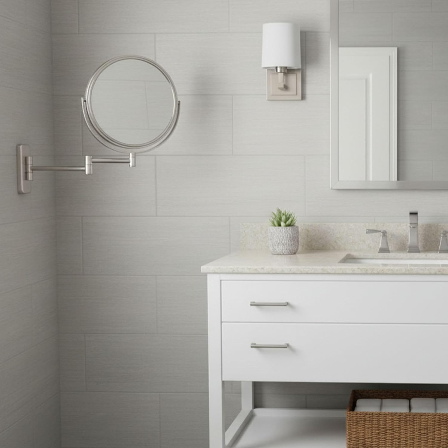 Jerdon JP7506N 8" Diameter Wall Mount Mirror, Nickel - Chrome image number 7