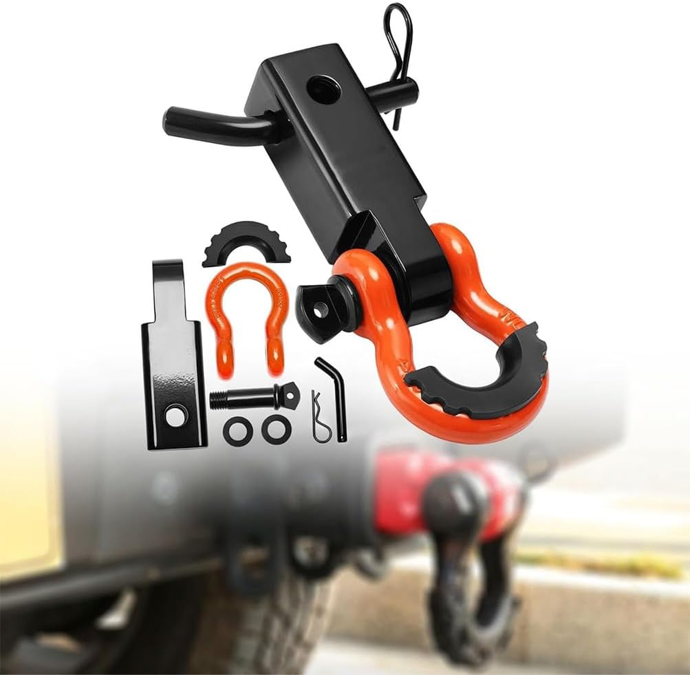 Shackle Hitch Receiver, Heavy Duty Receiver, Trailer Hitch Lock Pin, Towing Accessories for Trucks Vehicle, Receiver Hitches, Accessories for Vehicle Recovery, Connect Tow Strap image number 1