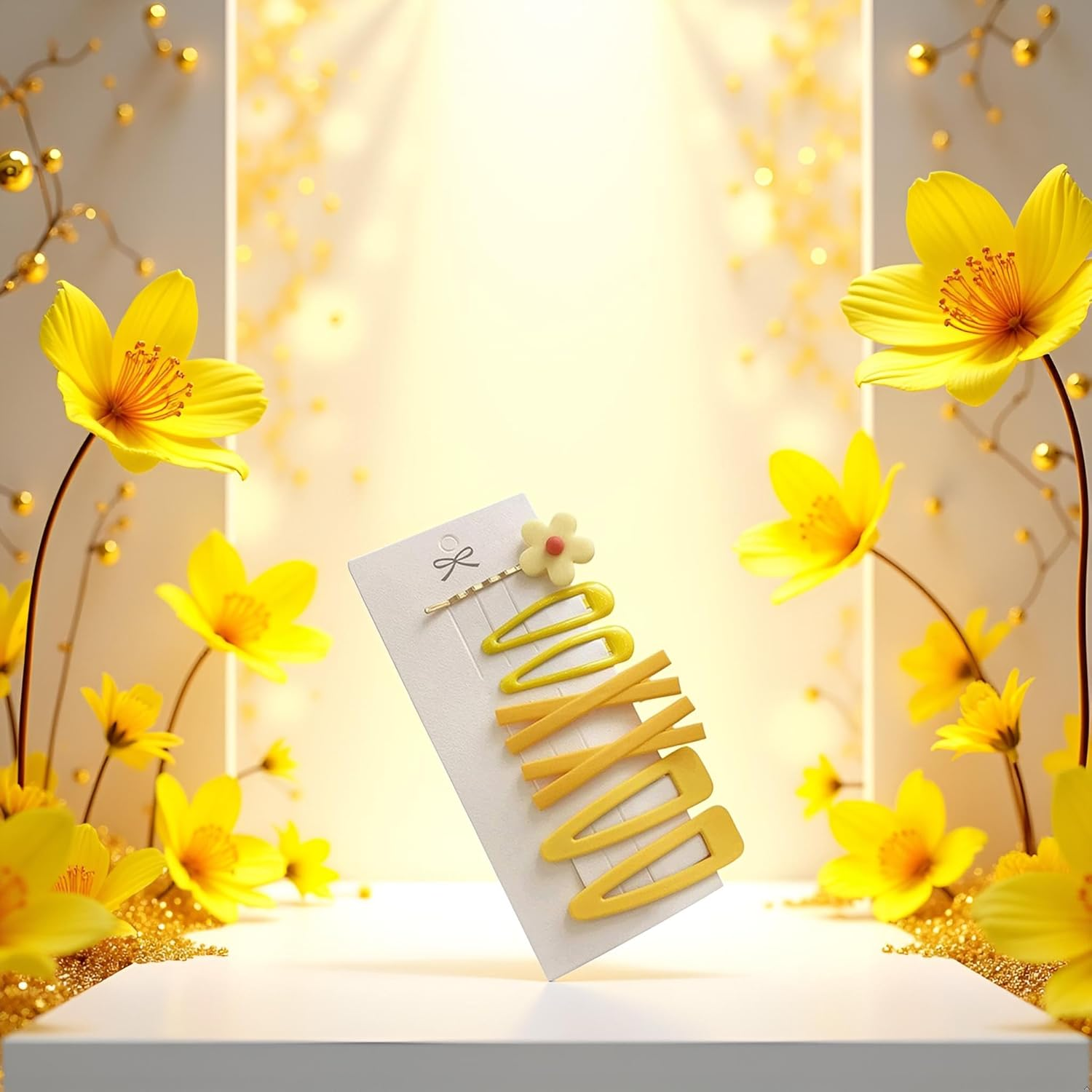 1 Set Yellow Sweet Flower Women Girl Barrette Bobby Pin Hairpin Hair Clips Decoration Elegant Gold Gifts,Clips and Barrettes,Hair Clips,Hair Accessories image number 2