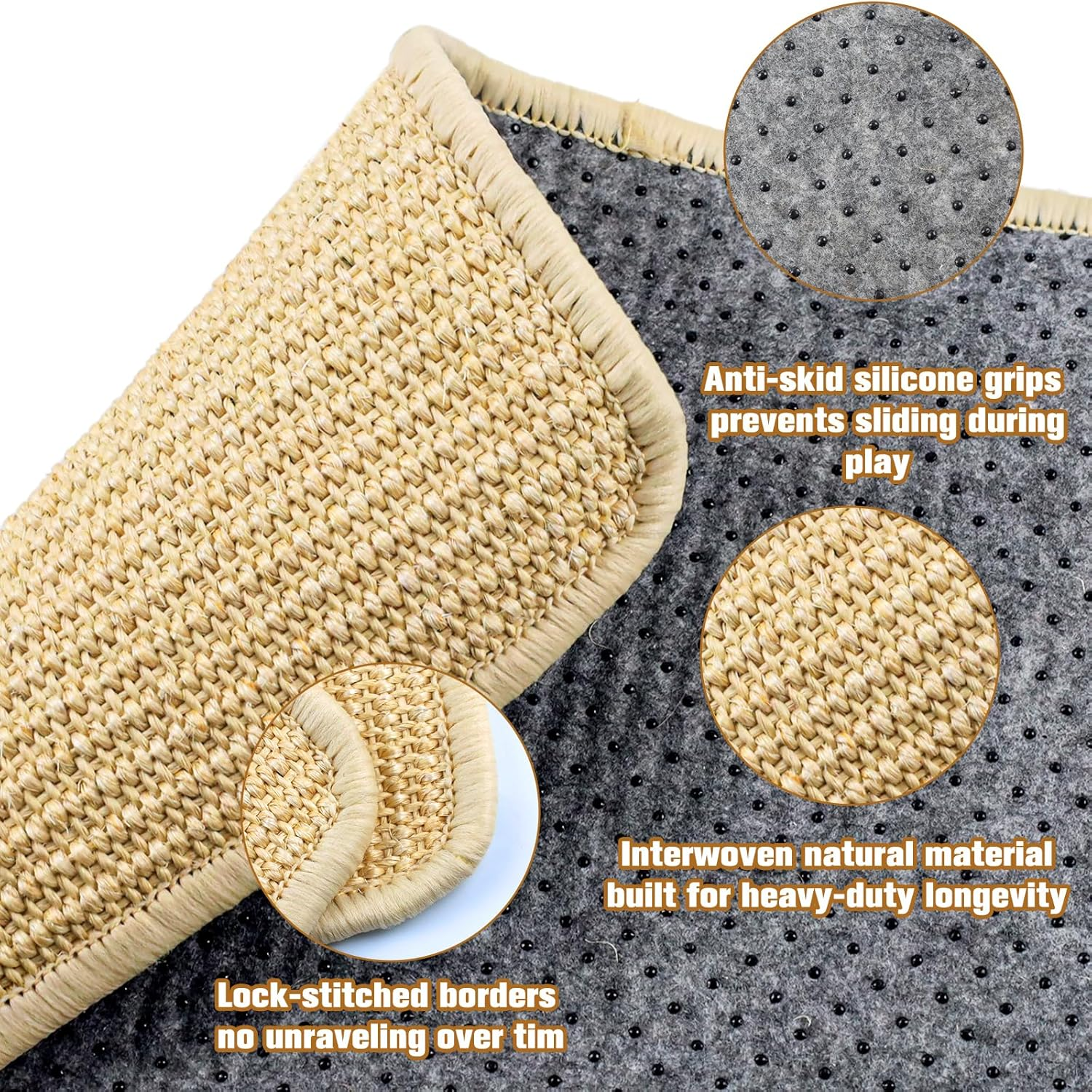 Set of 2 Scratching Mats for Rabbits Made of Natural Sisal, Chew Toy & Sleeping Mat for Cages, Claws & Dental Care, Breathable Nesting Mat for Rabbits, Rabbits & Small Animals, 30 X 40 Cm image number 4