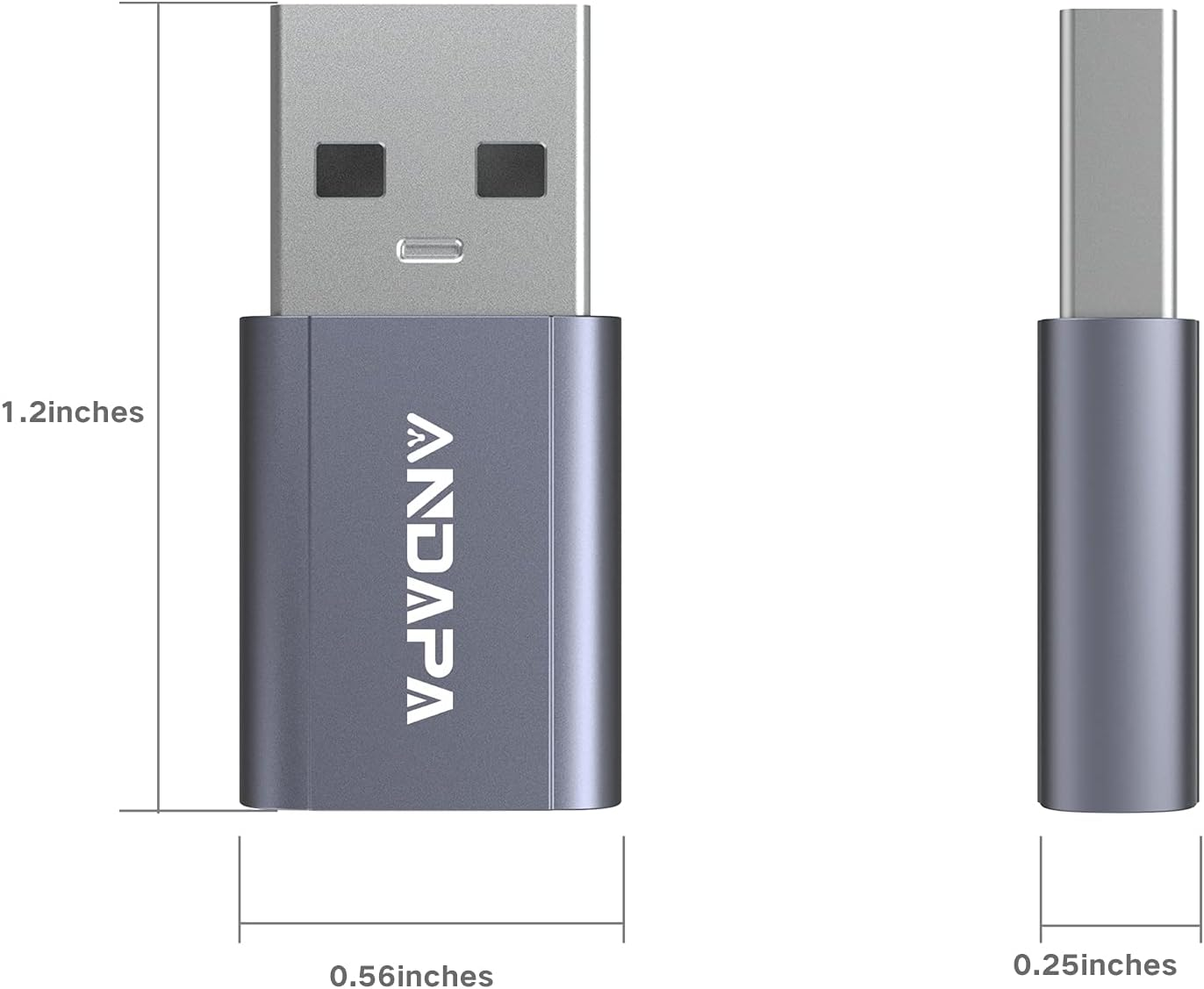 ANDAPA USB to USB C Adapter(2 Pack),Usb a to USB C Charger Cable Adapter for Iphone 12 13 14 15 16 Mini Pro Max,Airpods Ipad Pro,Samsung Galaxy Note 10 20 21 S21 Plus,Google Pixel 5 4 4A 3A XL image number 5