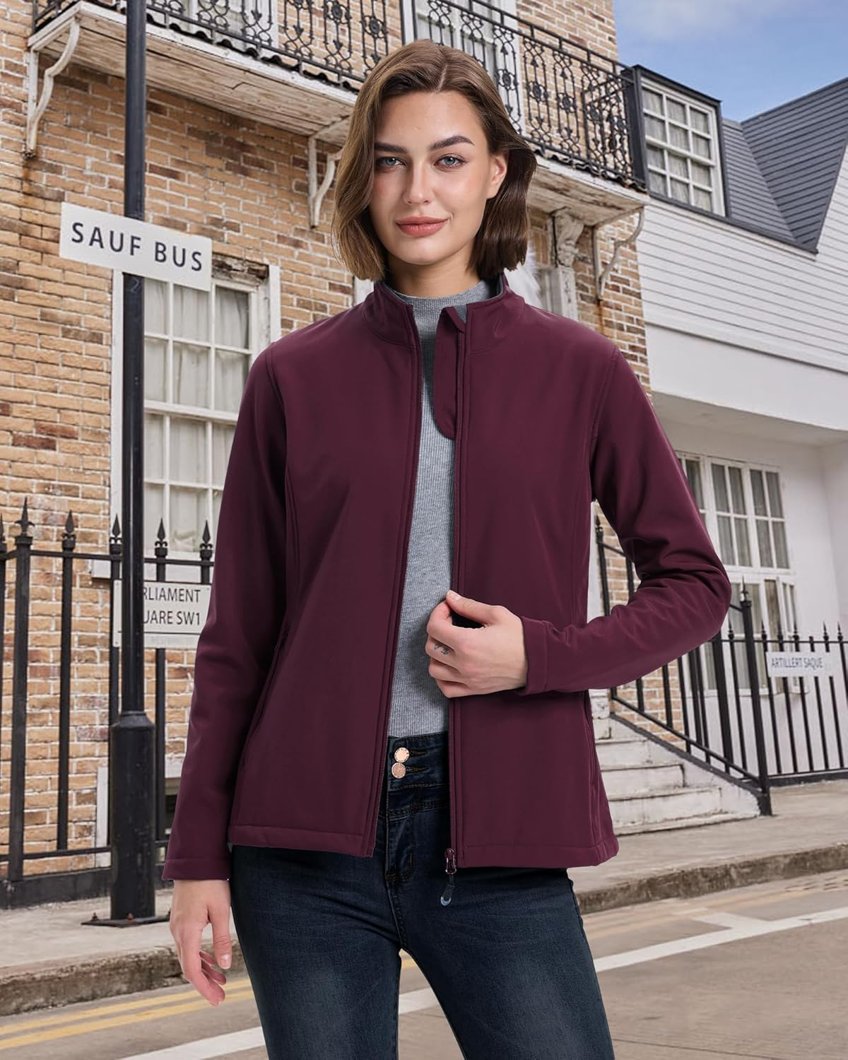 33,000Ft Women'S Softshell Jacket Warm Fleece Lined Windbreaker Lightweight Waterproof Rain Jacket for Running Golf Hiking