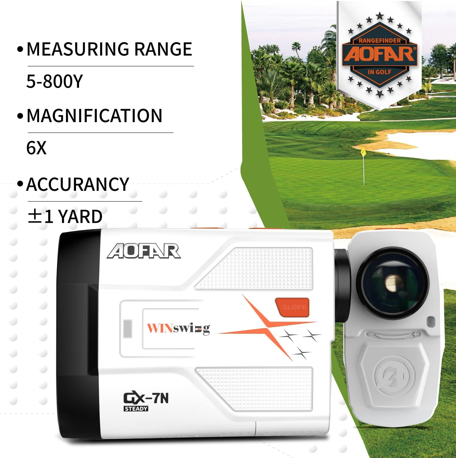 AOFAR GX-7N Golf Rangefinder with Continuous Scan, Slope and Angle Switch Button with Indicator, Flag-Lock with Pulse and Scan for Closer Target, 800 Yards, High-Precision, Waterproof for Tournament image number 4