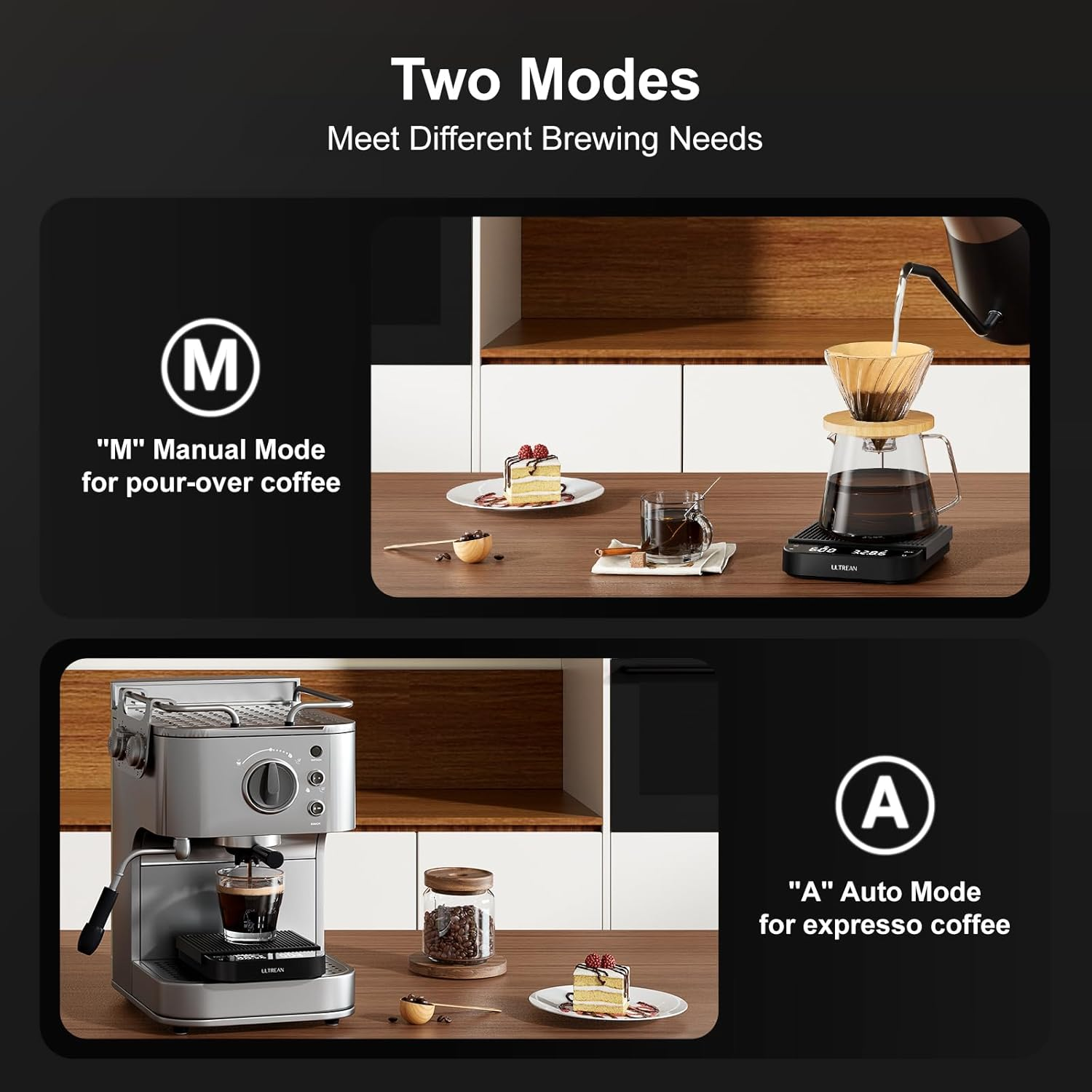 Ultrean Coffee Scale with Timer, 3Kg/0.1G High Precision Drip Espresso Scale with Auto Tare, Rechargeable Kitchen Food Scale with Digital LED, Touch Sensor and Silicone Cover, 6 Units, Black image number 5