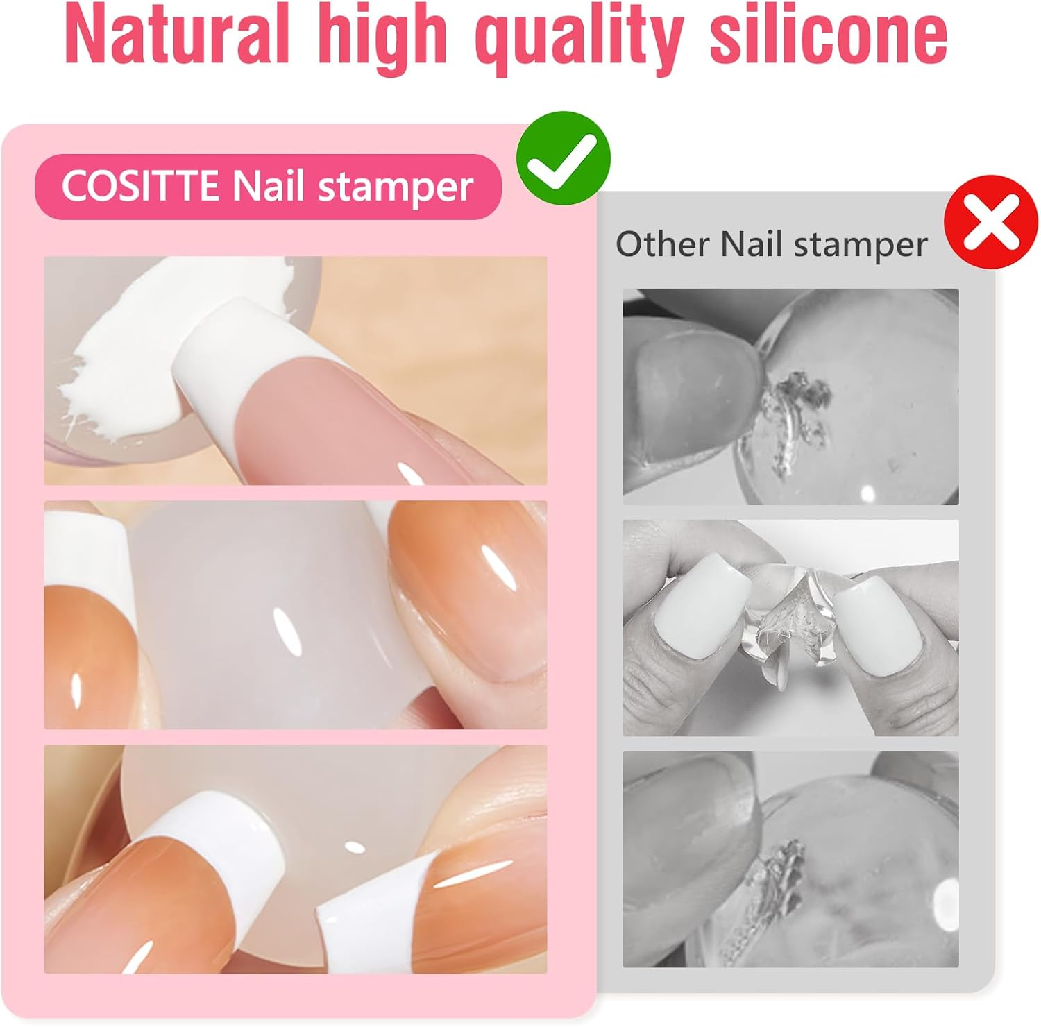 French Tip Nail Tool, Nail Stamp Long & Short Jelly Nail Stamper, Silicone Nail Brush, French Manicure Kit Upgraded Model Tear-Resistant, Nail Art Tools for DIY Salon & Home image number 2
