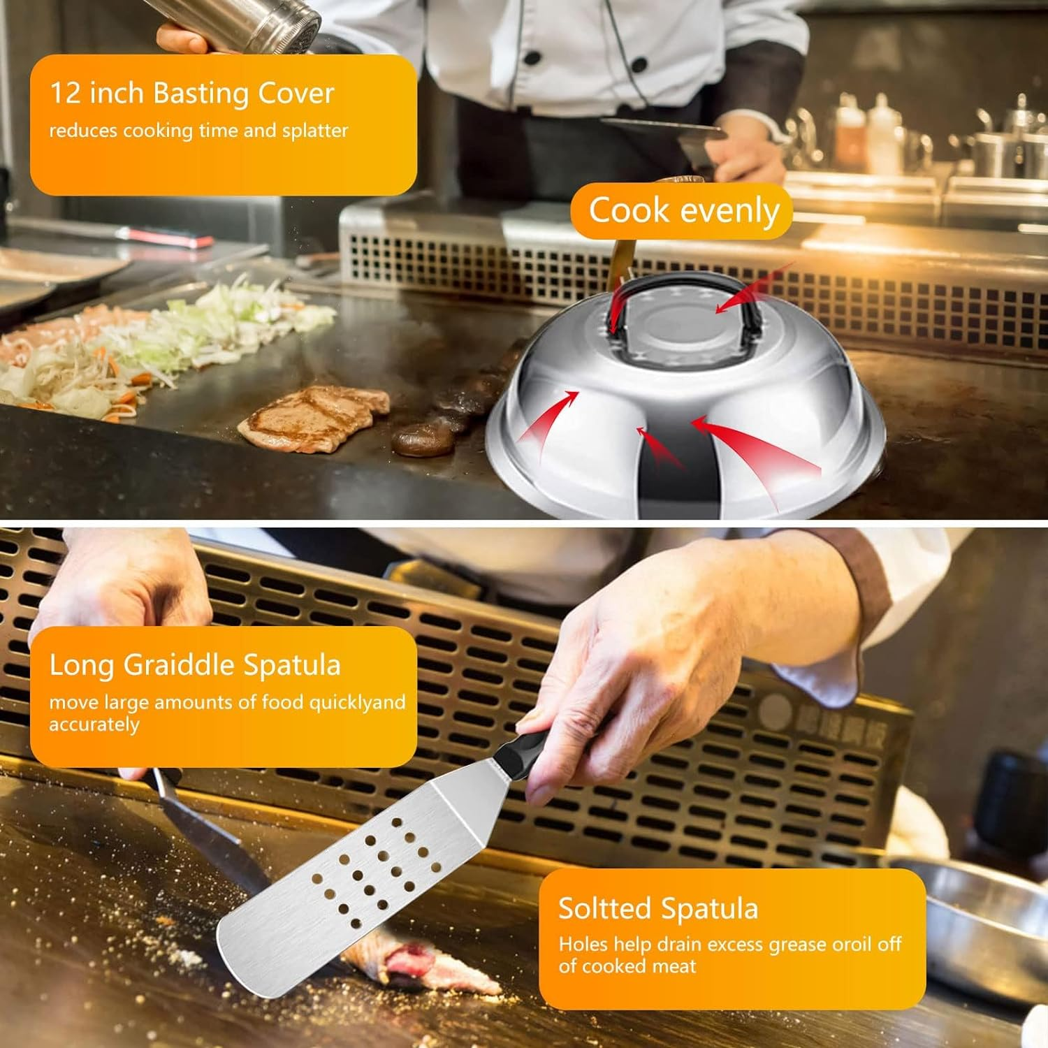 Barbecue Tool Set BBQ Tools Set 45Pcs Griddle Accessories Kit, Stainless Steel BBQ Accessories Complete BBQ Set Gift, Barbecue Accessories Professional Griddle Spatula Set,Bbq Gifts for Men Women