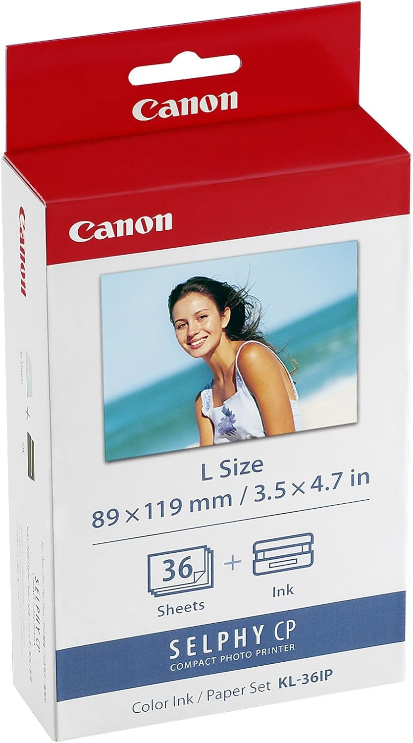 Canon KL-36IP Selphy Color Ink plus Paper Set, 36 Sheets, 89 X 119 Mm