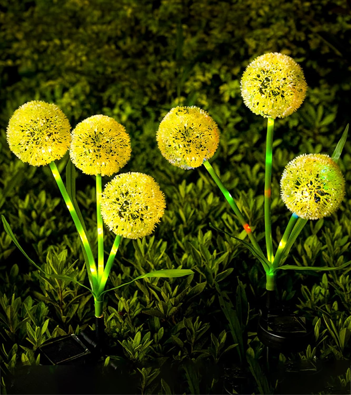 Solar Garden Lights, 2 Pack Solar Flower Lights with 6 Dandelion, Waterproof Solar Powered Lights, Garden Solar Yard Lights Flower, Solar Lights Outdoor, Solar Lights for Patio, Yard image number 4