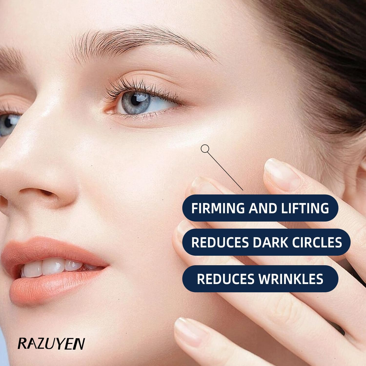 Under Eye Cream for Dark Circles, Puffiness and Wrinkles, Hyaluronic Acid + Peptide + Caffeine Eye Cream anti Aging, Hydrating Eye Care, 20Ml/0.67 Fl Oz image number 5