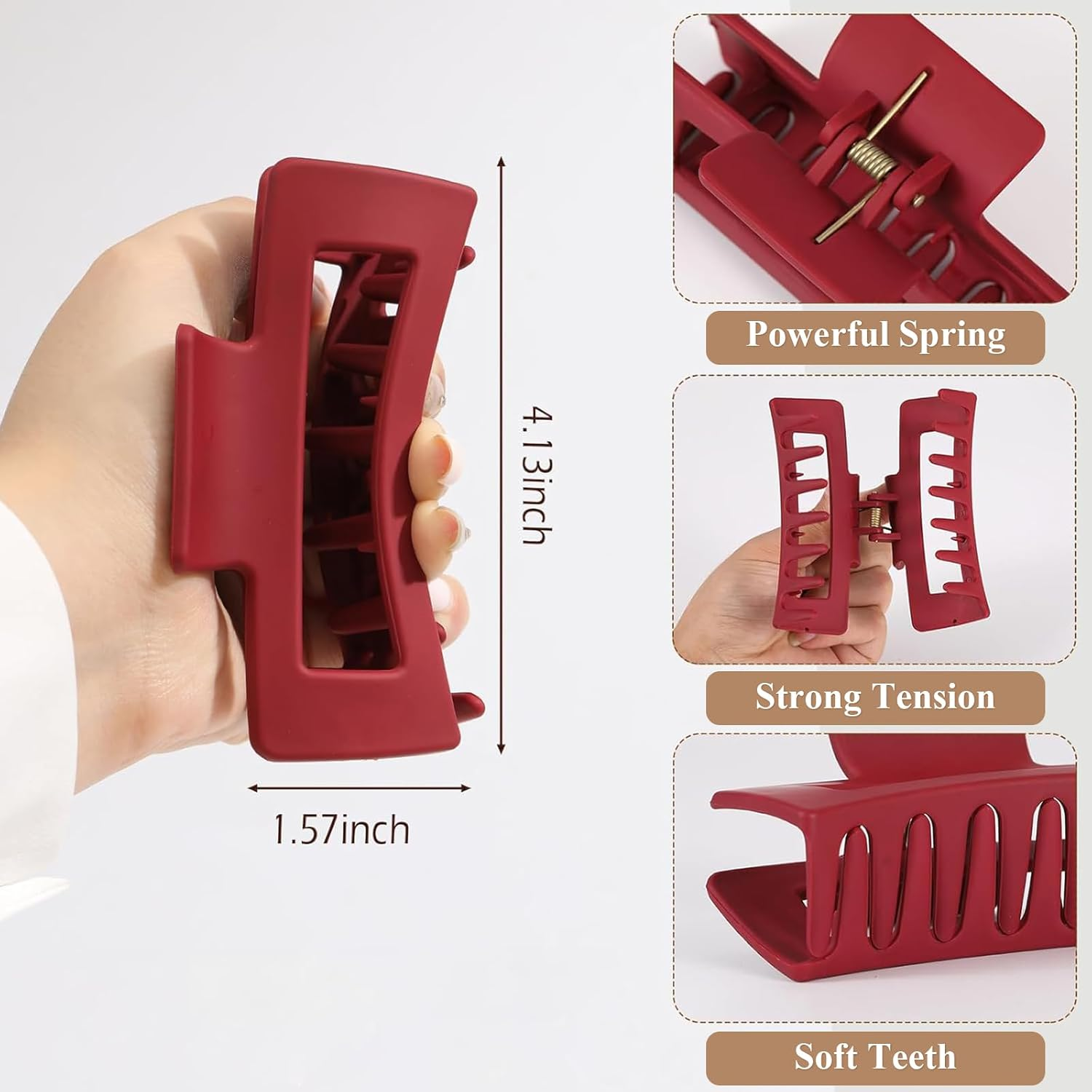 4 Pcs Cloud Claw Clip for Women Large Soft Flexible Hair Clip for Women Silicone Square Non Slip Barrettes Ponytail Hairpins for Thick Thin Curly Hair image number 6