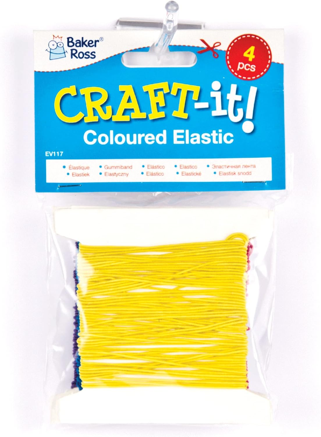 Baker Ross Coloured Elastic (Pack of 4) for Kids Arts and Crafts image number 1