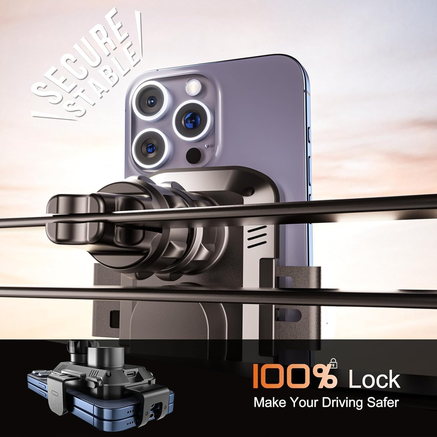 Wireless Car Charger Fast Charge 15W Auto Clamp Car Charger Phone Holder Phone Mount for Iphone 16 15 14 13 12 11 Pro Max Xs, Samsung Galaxy S24 Ultra S23 S22 S21 S20 image number 4