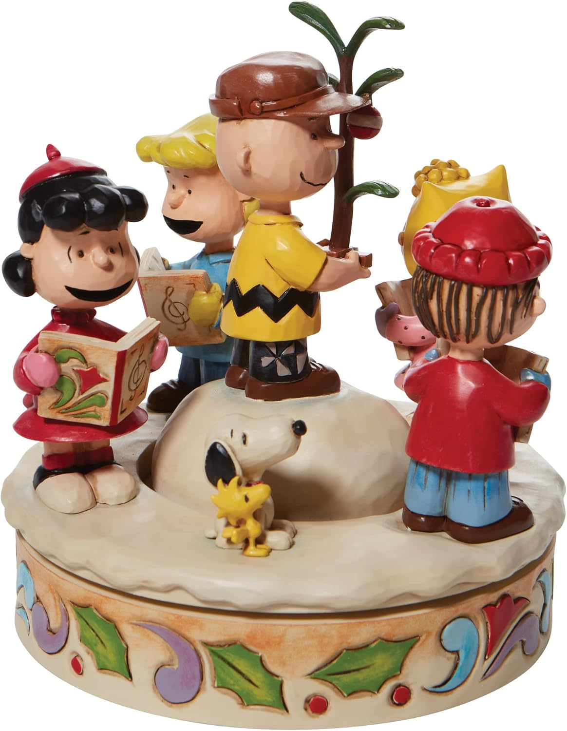 Enesco Peanuts by Jim Shore the Gang Caroling around the Christmas Tree Hand-Rotated Figurine, 6.5 Inch, Multicolor image number 4