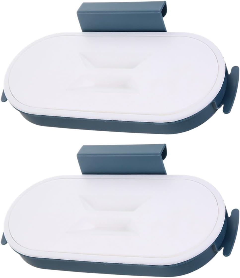 KOMBIUDA Hanging Bin Bag Holder Kitchen Trash Bag Rack Dark Blue Wall-Mounted Space-Saving 2Pcs Set for Cabinet and Home Use