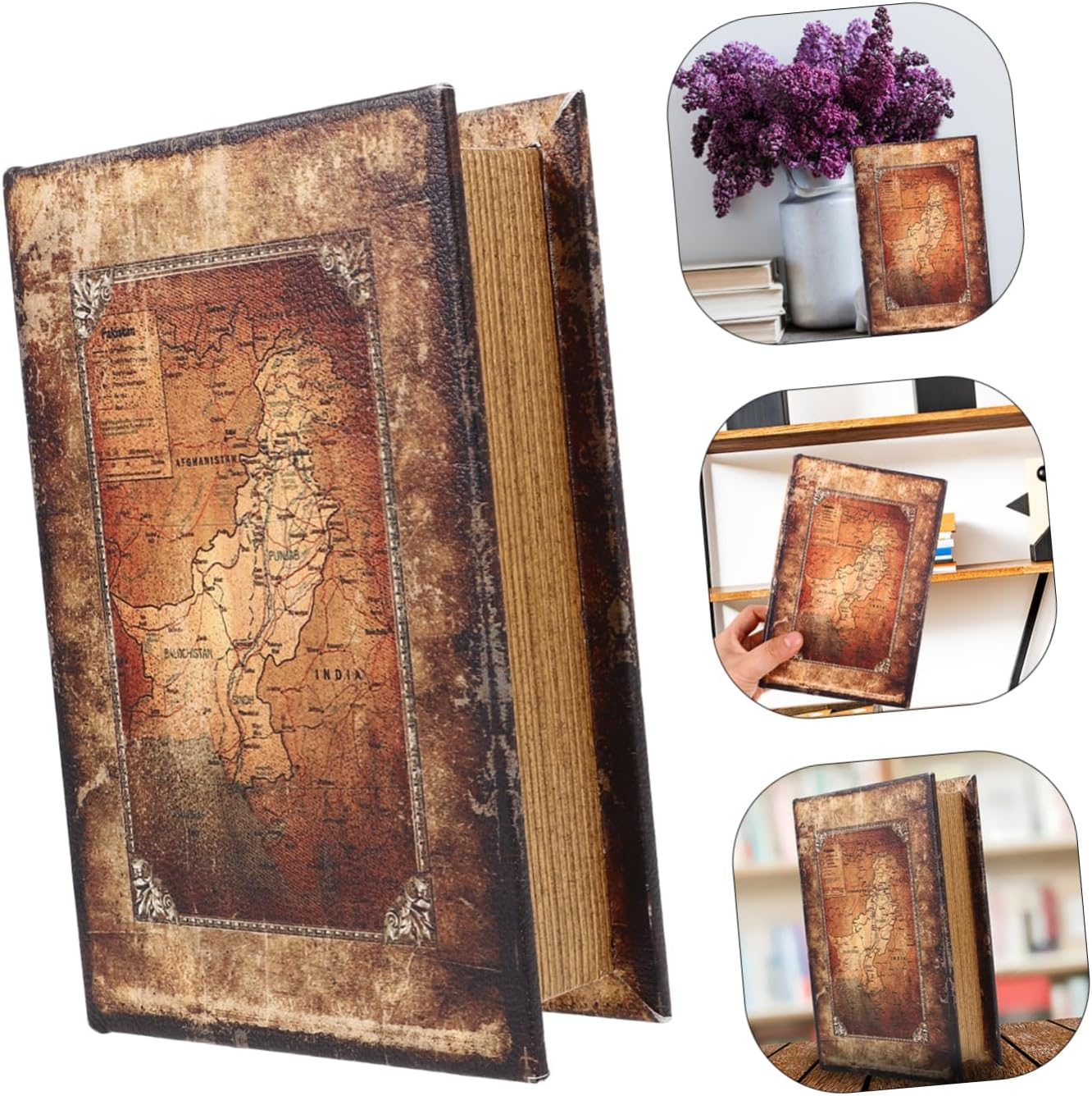 Iplusmile Vintage Book Shaped Storage Box Small Size Simulation Book Box Decorative Keepsake Organizer Home Ornament Bookshelf Prop