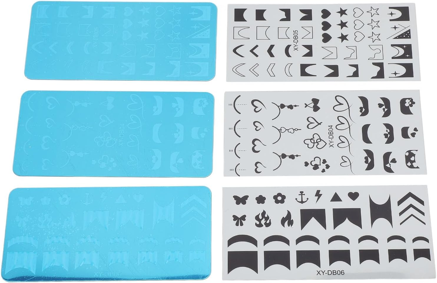 Nail Art Stamping Plates Steel Protective Blue Film Different Patterns Kit for Nail Design Enthusiasts