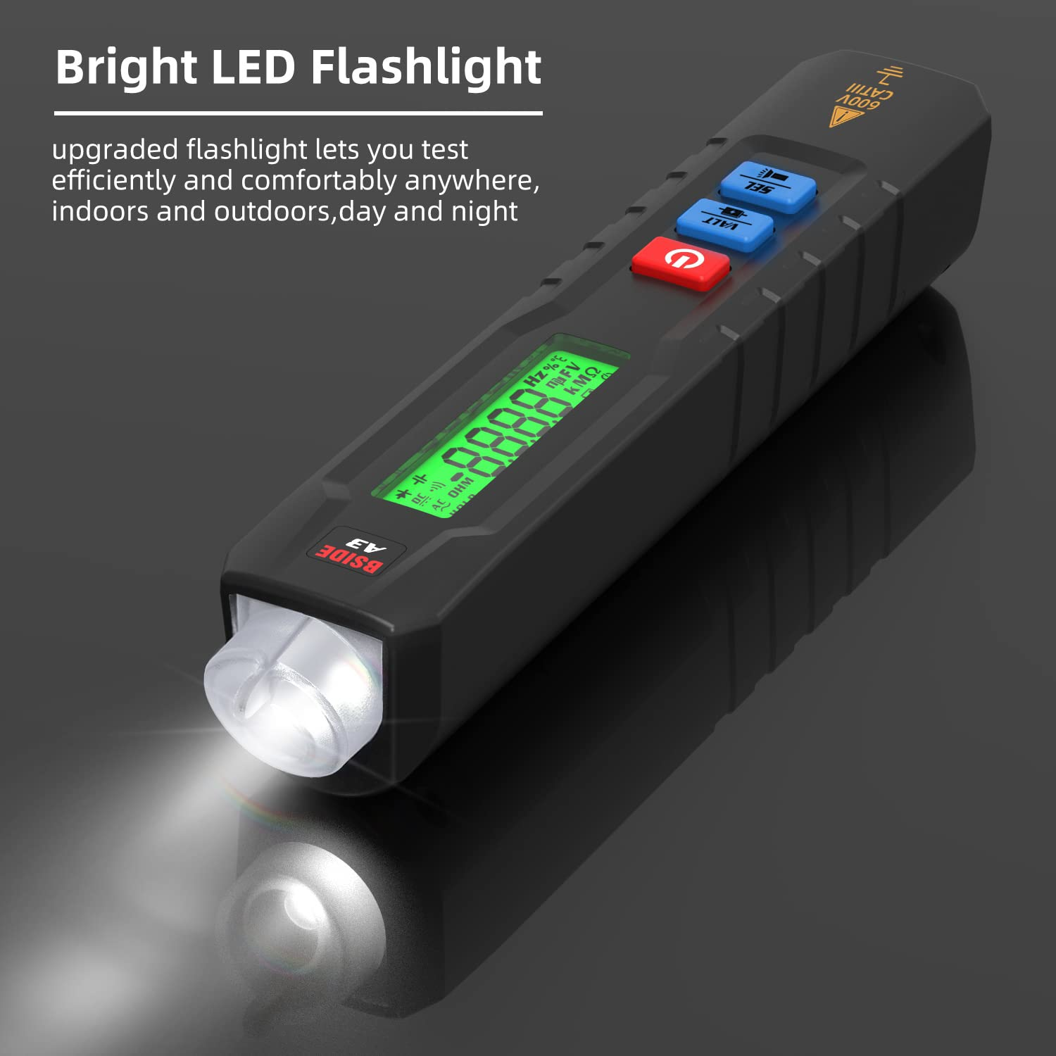 BSIDE Voltage Tester Non Contact Voltage Detector Electrical Circuit Tester Pen, with Test Leads for Capacitance Diode Continuity Resistance Voltage Tester