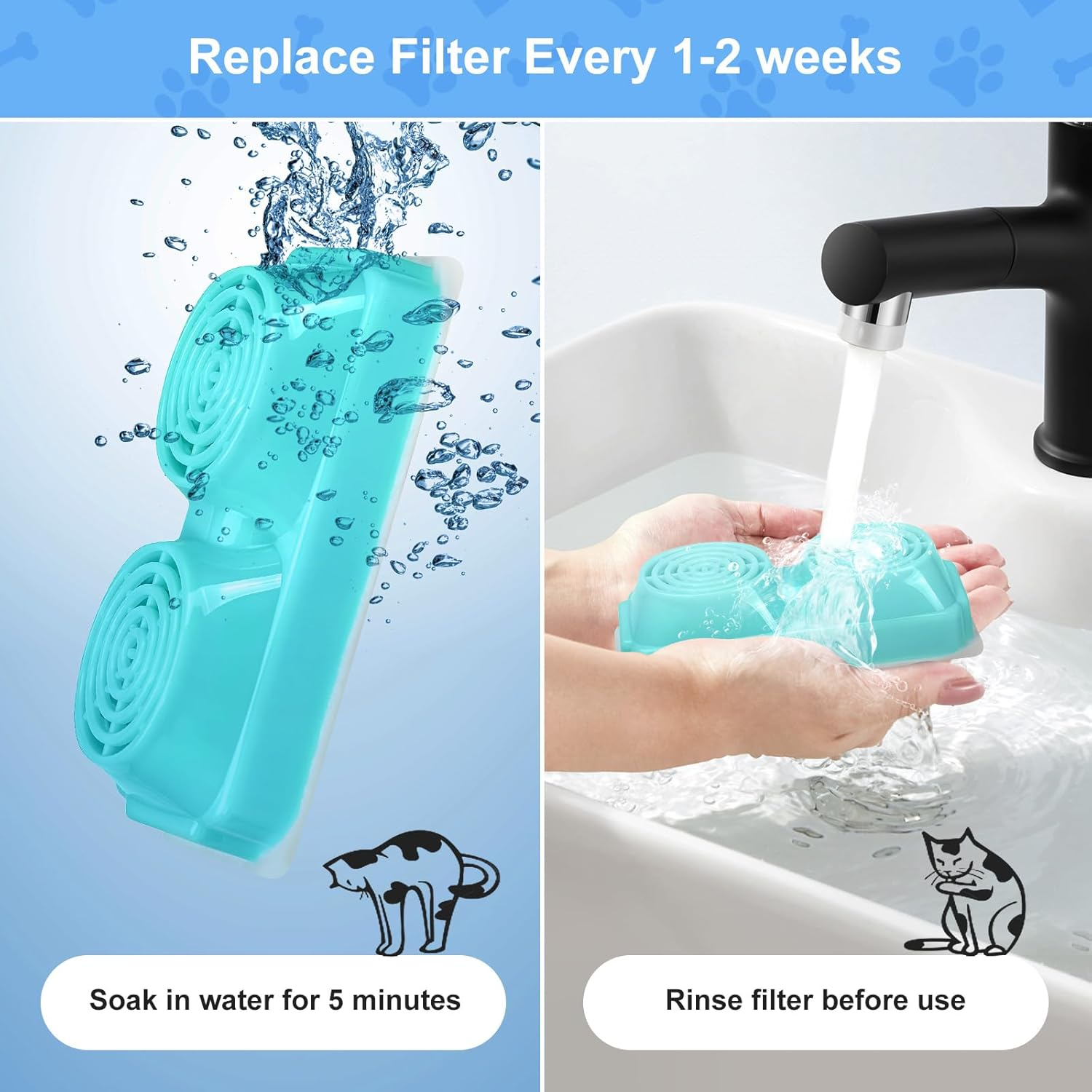 Sanklev 3 Pack Cat Water Fountain Filters for 3.2L Wireless Cat Water Fountain,Cordless Pet Fountain Replacement Filters