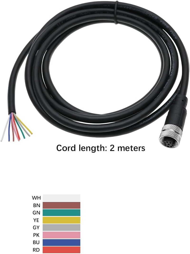 YINETTECH 8 Pin M12 Sensor Connector Straight Aviation Cable Female to Female Aviation Socket Waterproof Electrical Cable for Industrial Automation Control image number 3