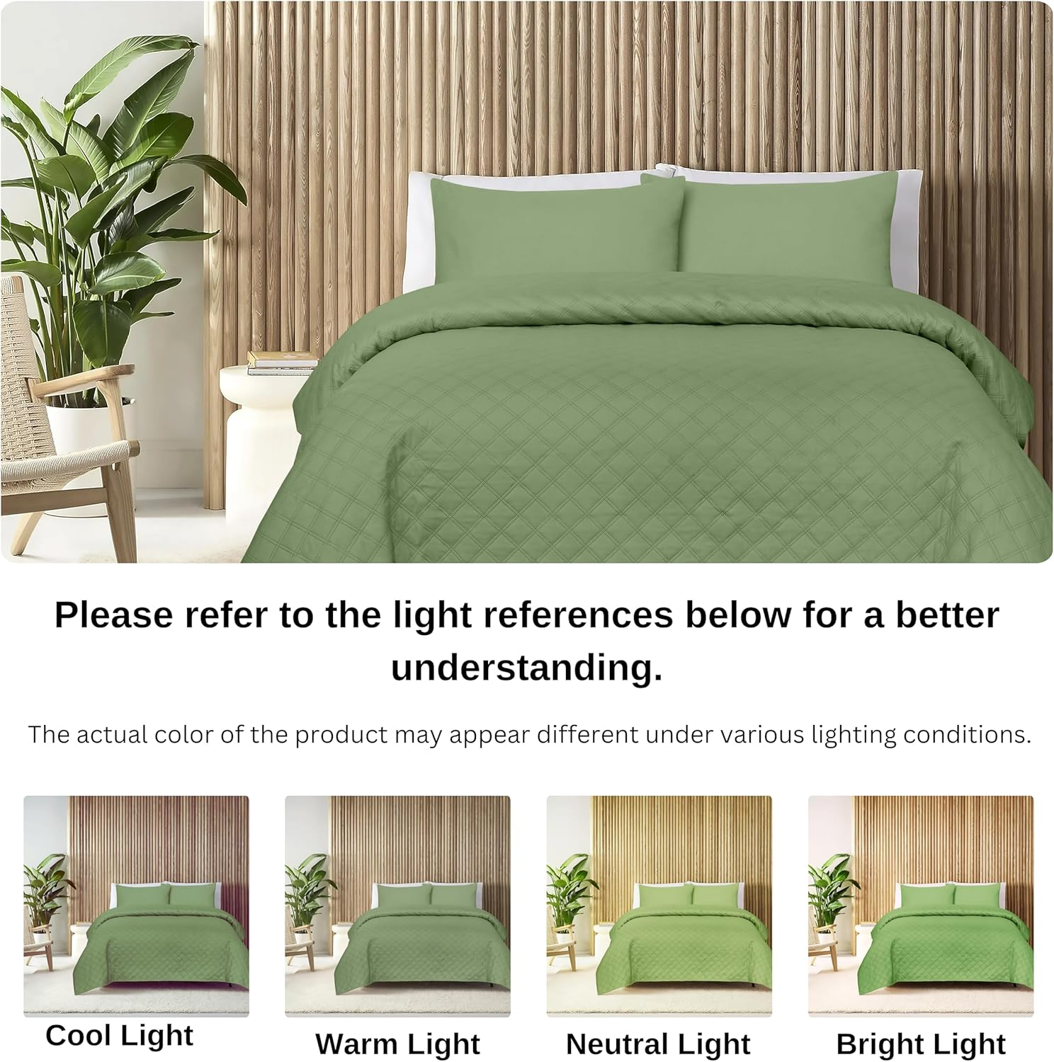 Bedding Comforter Sets &ndash; Microfiber Lightweight Summer Comforter Bed Set &ndash; Comforters & Sets- Light Sage Bedspreads and Coverlets- Bedding & Linen (3Pc, Super King) image number 3