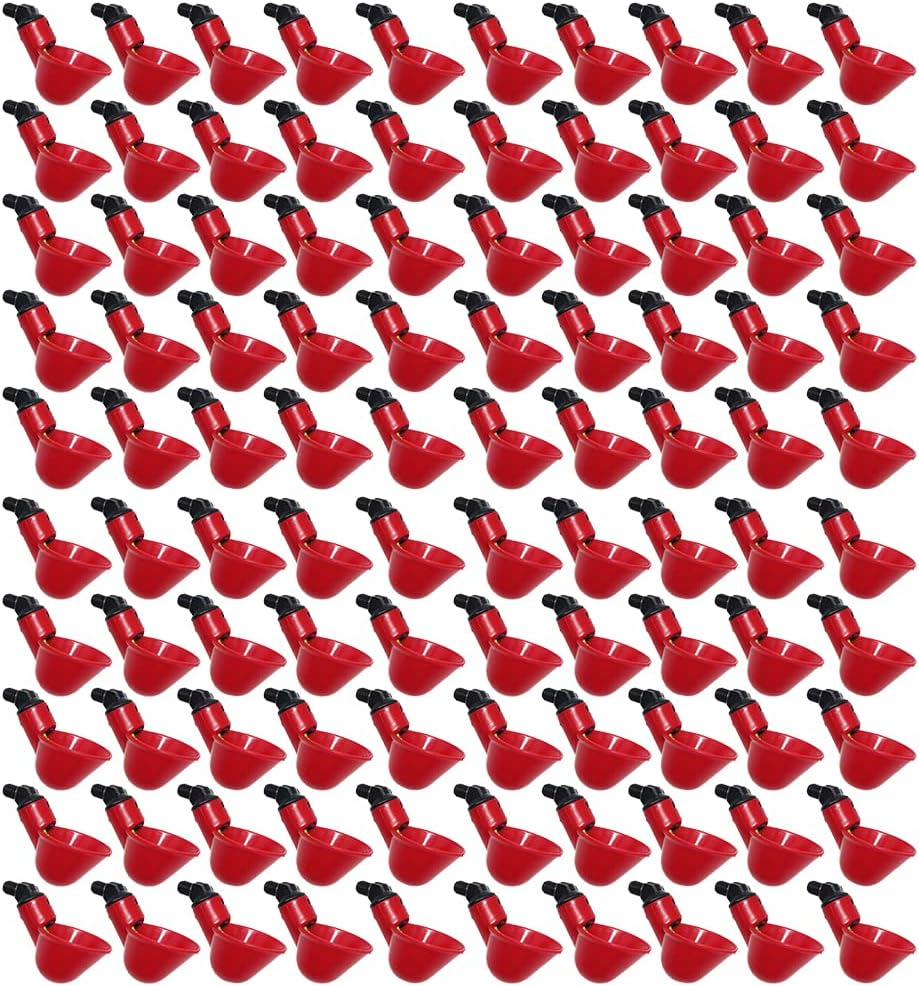 100X Cups Water Feeder Drinker Chicken Automatic Waterer Poultry Chook Bird image number 4