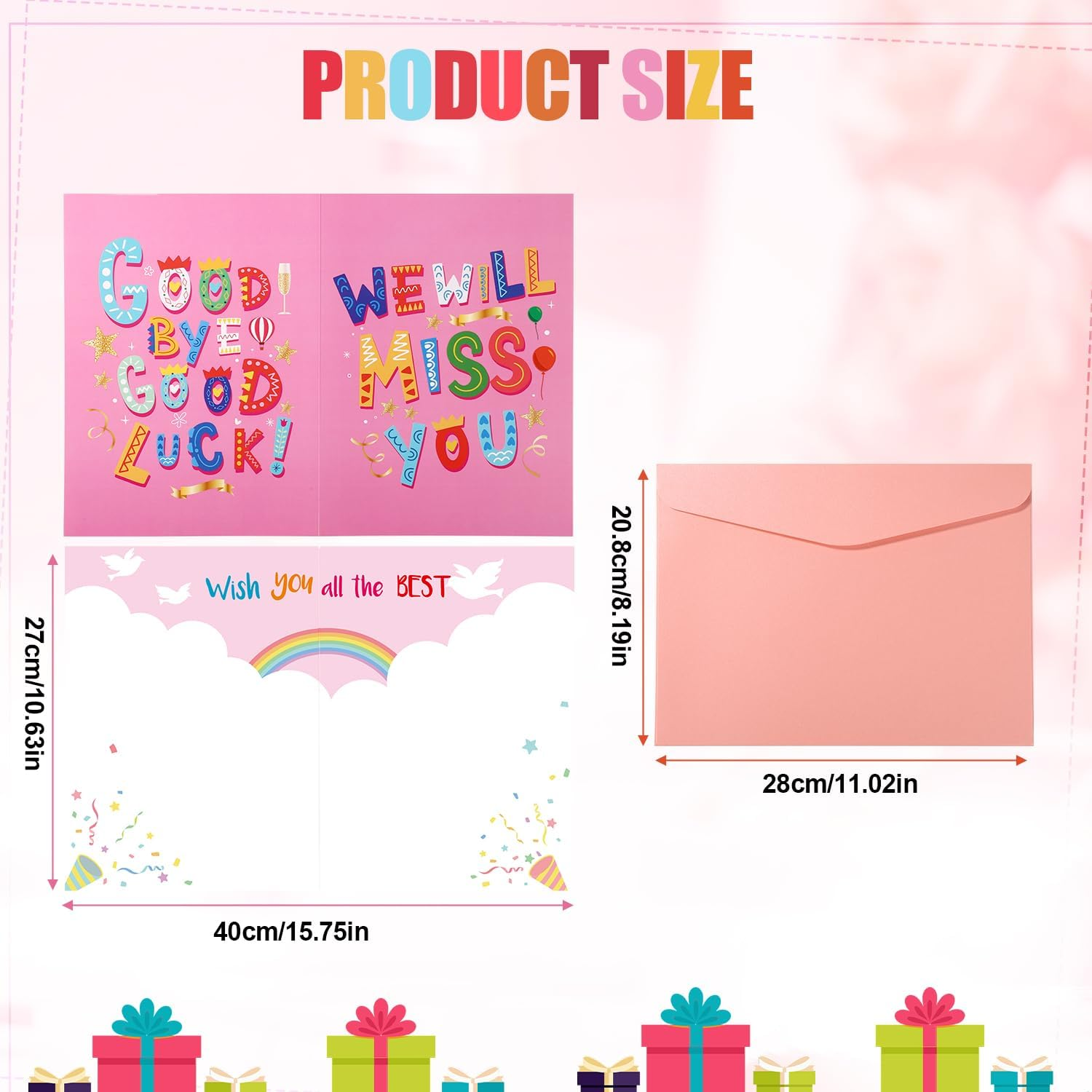 Goodbye Good Luck Card, 15.75X10.63In Large Greeting Card with Envelope Going Away Card Congratulations New Job Card We&rsquo;Ll Miss You Card for Colleague Retirement Men Women Decorations