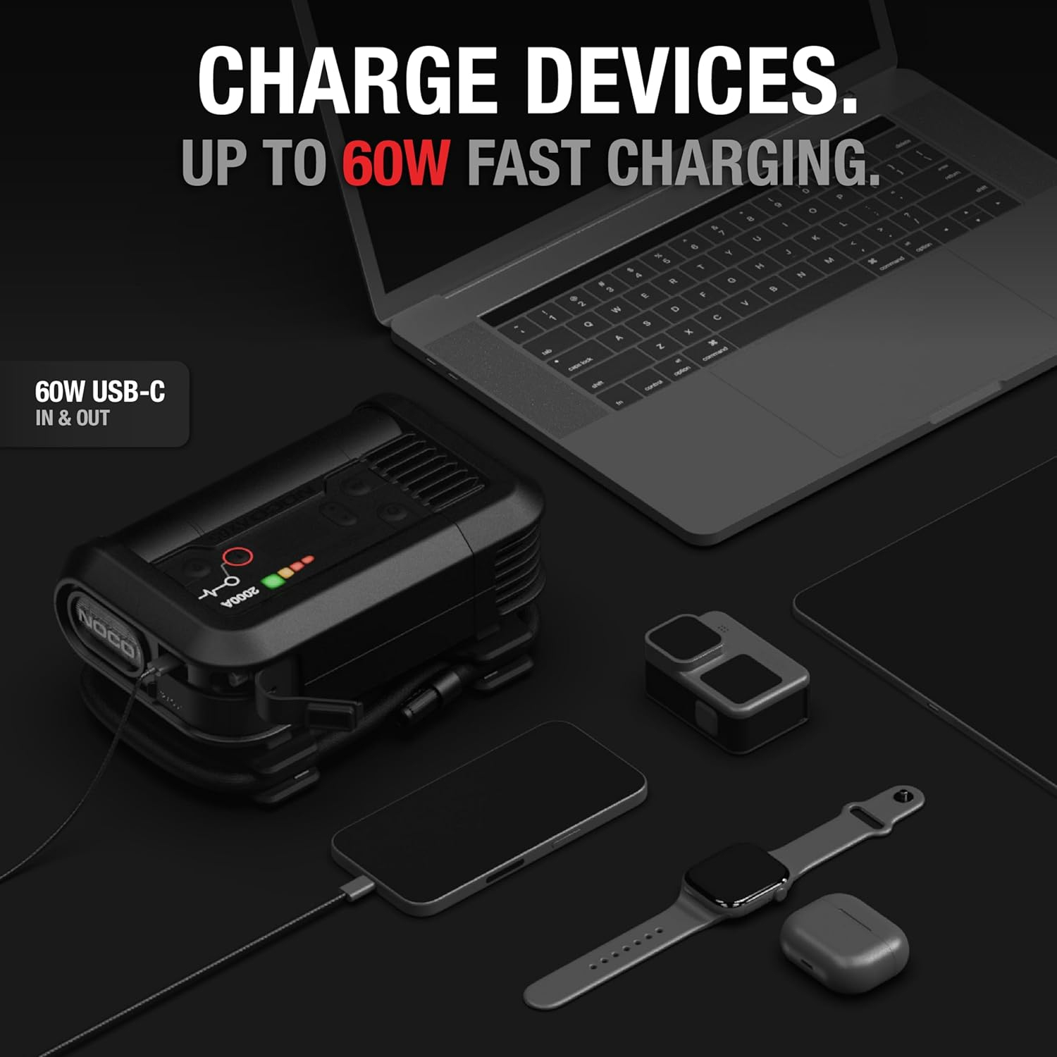 NOCO Boost Air AX65: 2000A Jump Starter with 22A 100 PSI Air Compressor - 8.0L Gasoline and 6.0L Diesel Engines - Inflating Tyres from 0-40 PSI in 2.0 Minutes