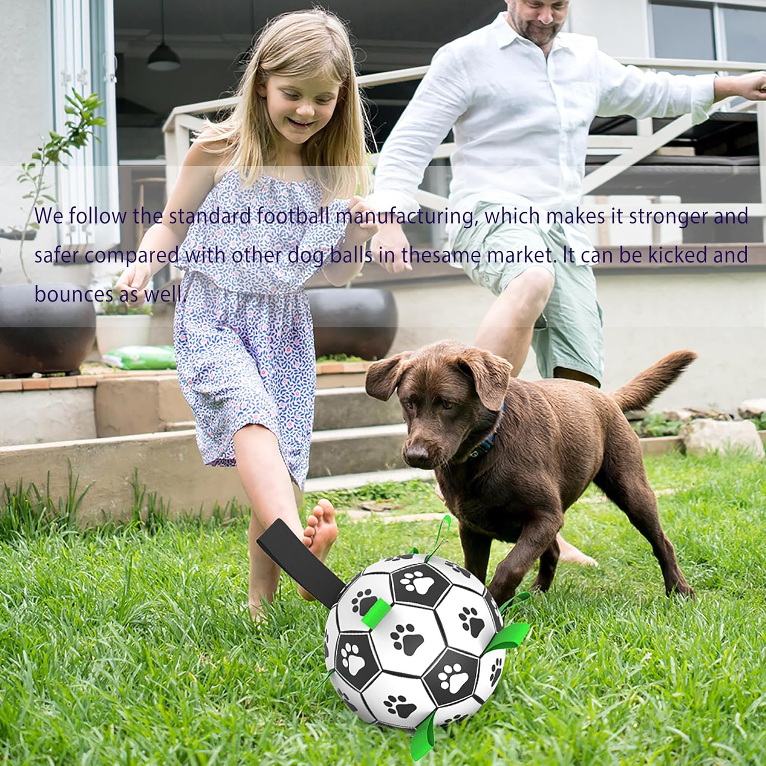 Dog Balls Toys Interactive Soccer Toy: Dog Toys with Grab Straps Tabs for Jolly with Silicone Base, Fun Dog Water Toy for Tug for Small & Medium Dogs 7'' Ball image number 2