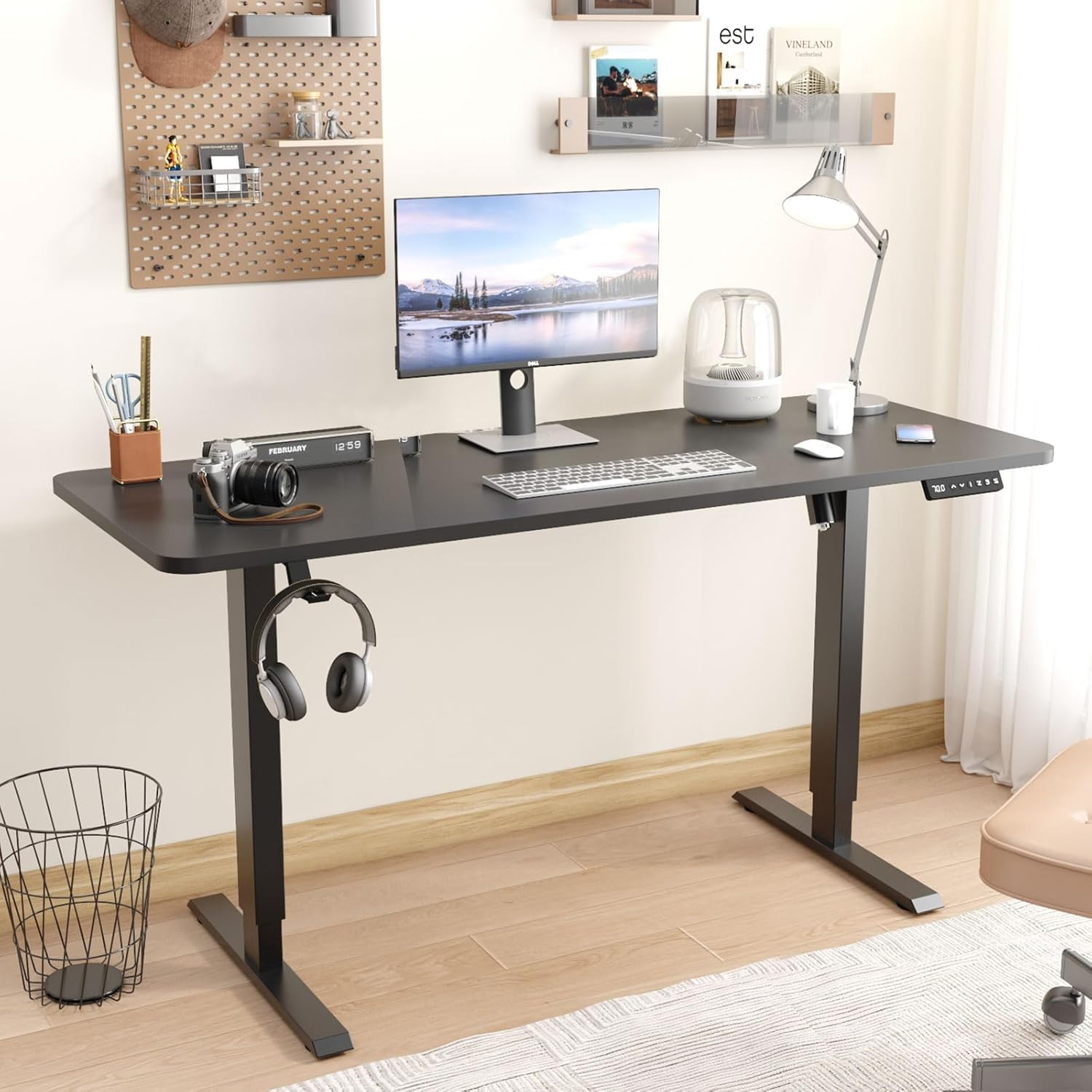 120 X 60Cm Height Adjustable Electric Standing Desk Computer Desk Height Adjustable Desk Ergonomic Home Office Sit Stand up Desk with Memory Preset Controller Adjustable Desktop Standing Desk, Black image number 3