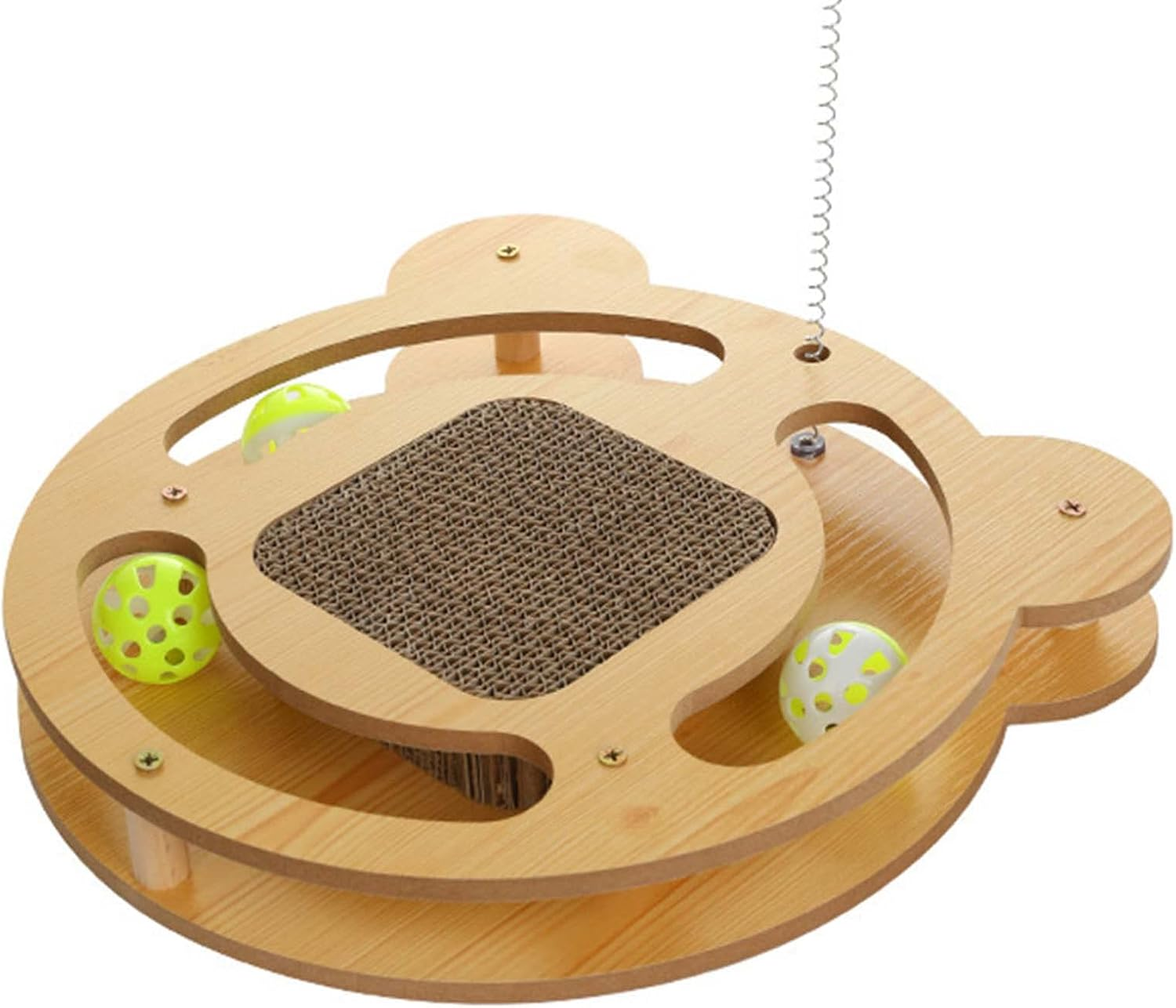 EVTSCAN Cat Turntable Toy, with Teaser Stick and Balls, Interactive Fun 3 in 1 Grinding Claws Relieve Boredom Cat Scratcher Toy, for Pet Supplies image number 1