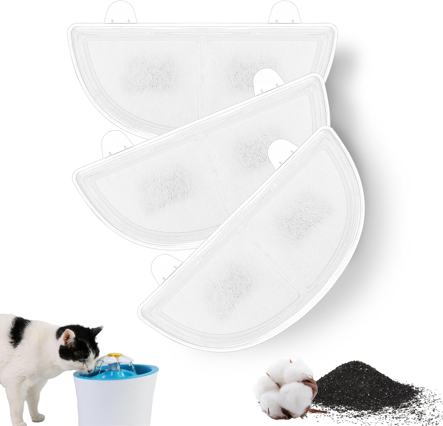 Pack of 3 Cat Fountain Filter Cat Fountain, Multiple Filtering Activated Carbon Drinking Fountain for Cats Cat Fountain Wireless Cat Fountain for Cats Drinking Fountain for Dogs image number 3