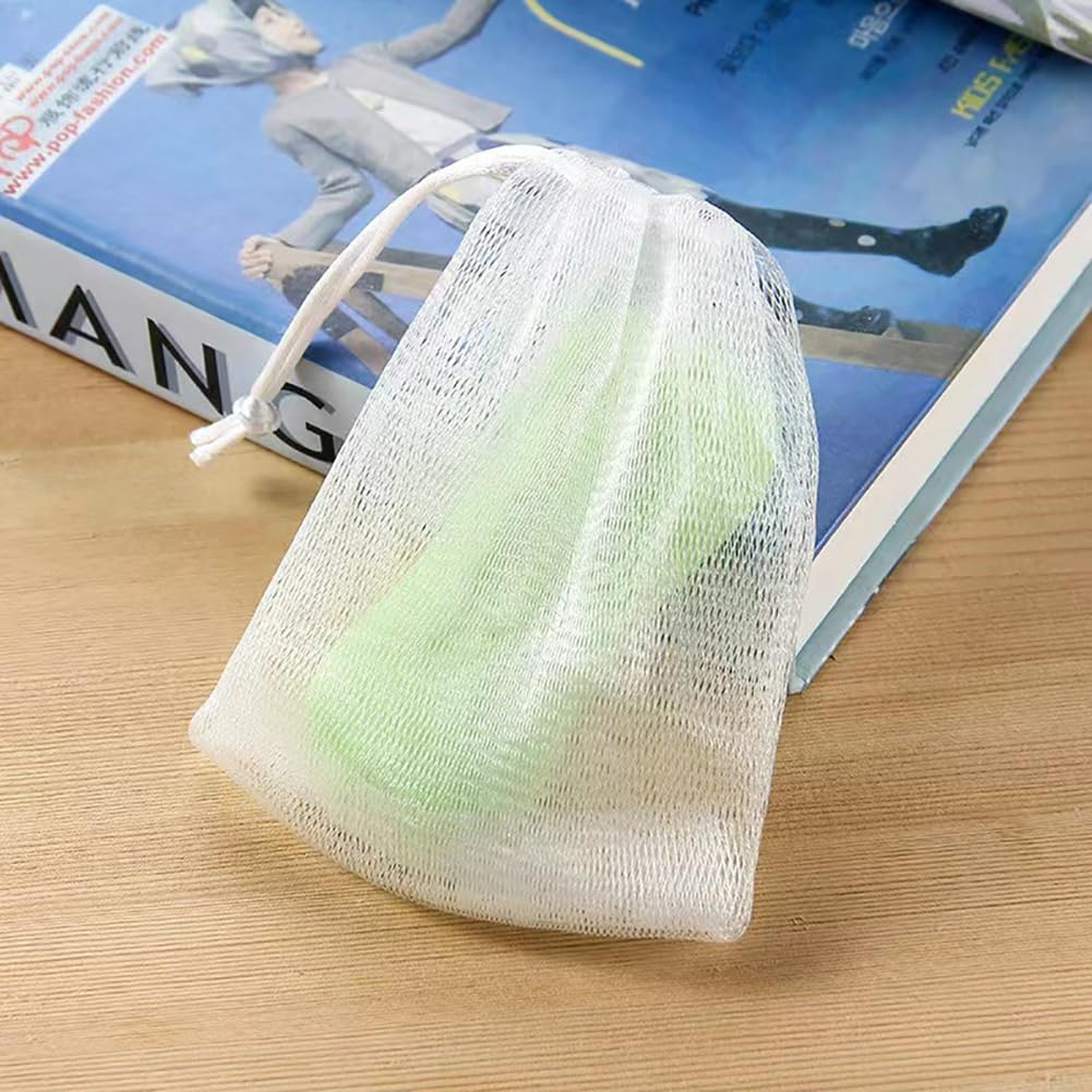 GSHLLO 20 Pcs Mesh Soap Saver Bags Soap Foaming Pouch Shower Soap Net Holder Shampoo Bar Bag Bath Soap Scrubber Pouch with Drawstring image number 2
