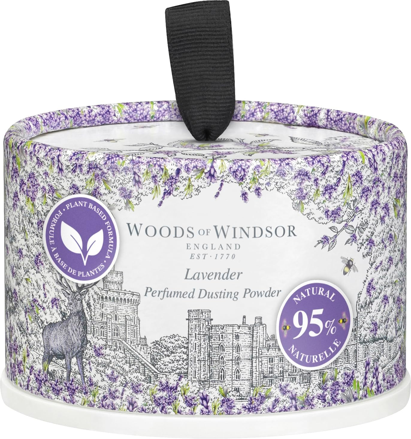 Woods of Windsor Lavender Perfumed Talcum Powder, Floral Dusting Powder with Body Puff, Scented Powder for Women to Help with Odor Control and Chafing, Lavender Scent 100G image number 1