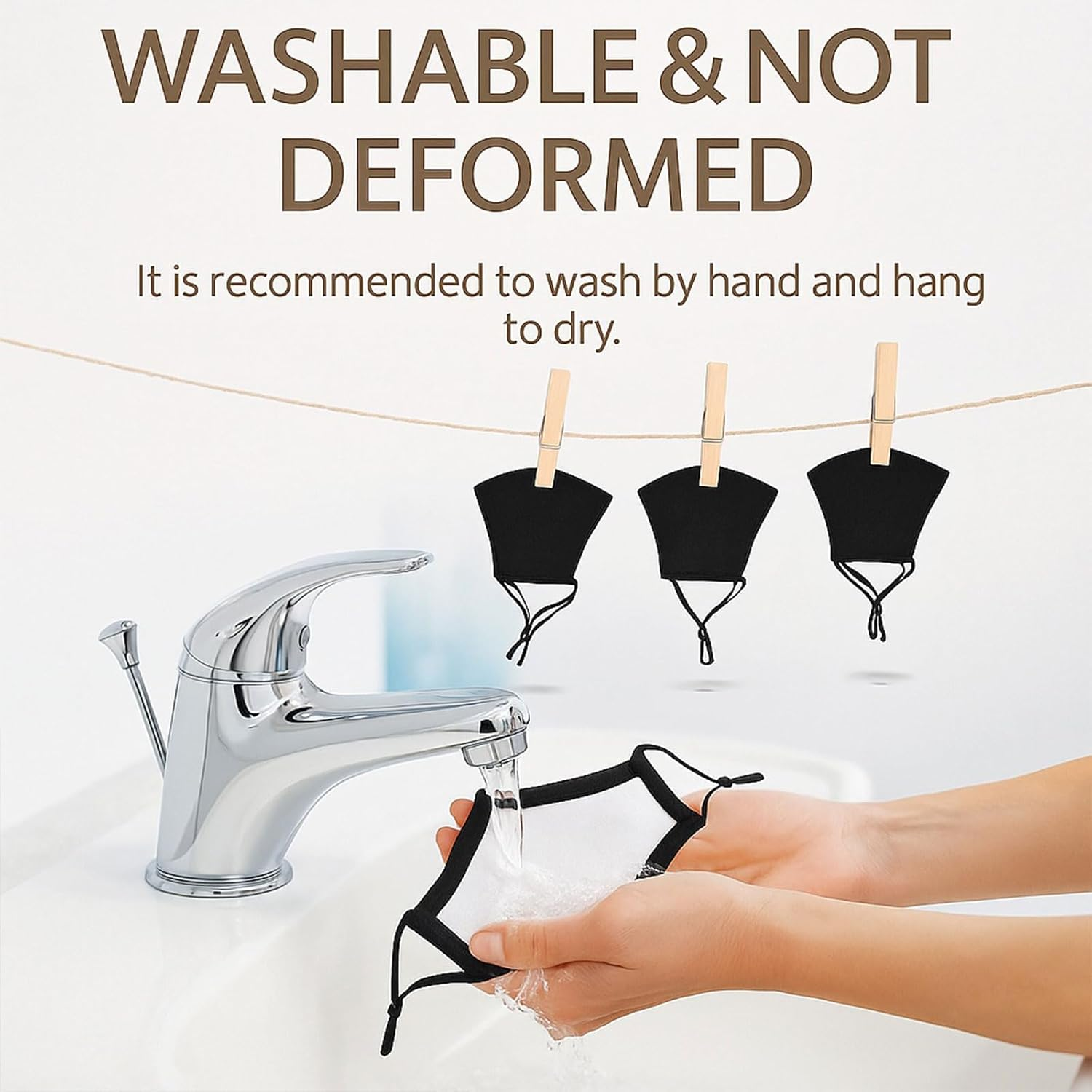 Reusable Black Cloth Face Mask - Adjustable Ear Loops, Comfortable Fit, Washable, Breathable, Soft Cotton Fabric, Anti-Dust, Suitable for Adults & Outdoor Use - Damaill image number 3