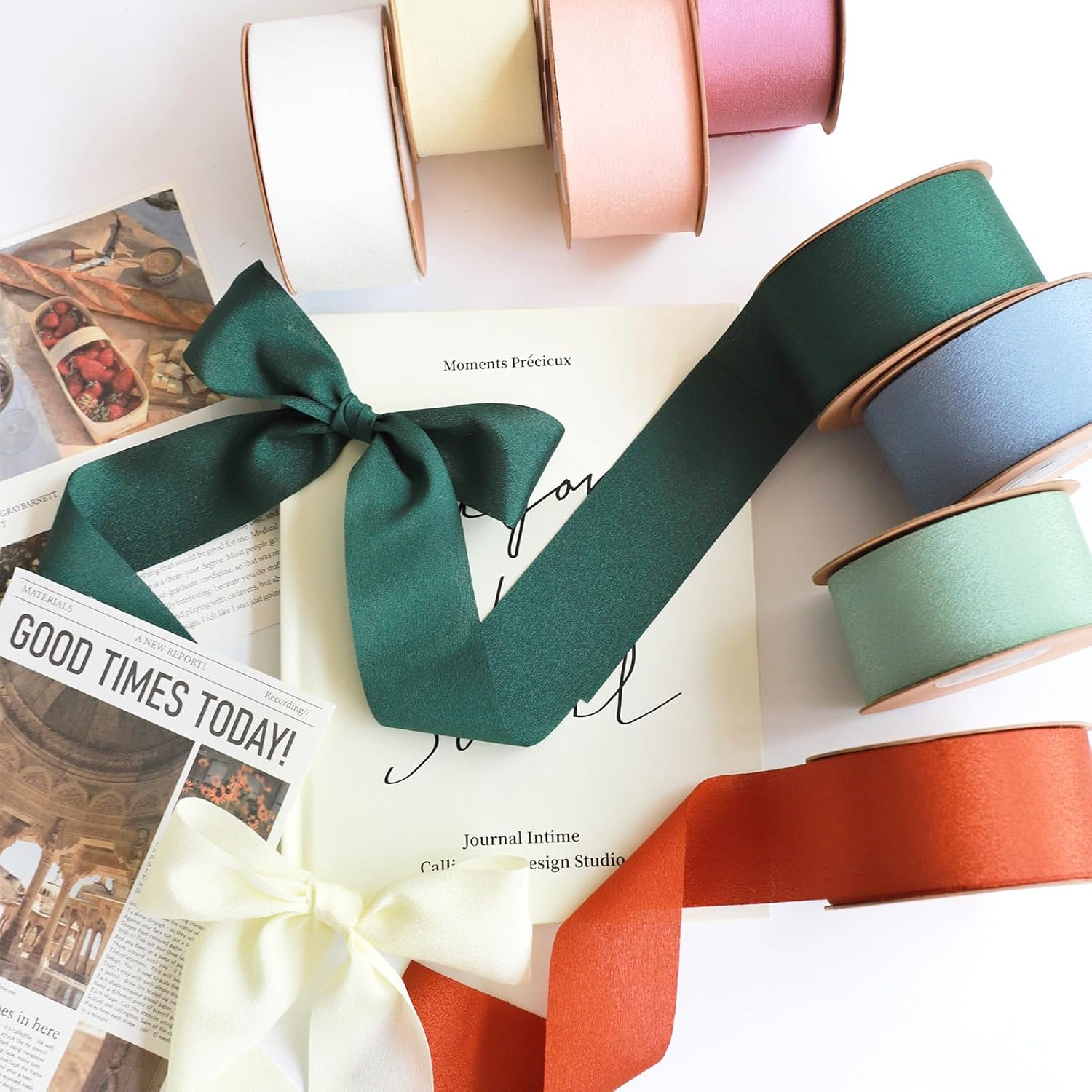 Ribbon, Grosgrain Beige Chiffon Silk Ribbon Wide,1.5 Inch X 25 Yd Ribbons for Gift Wrapping Sewing Ribbons Wedding Decorations Cream image number 2