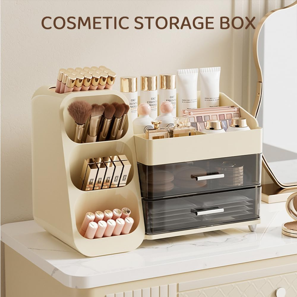 HYAVIA Luxury Makeup Organizer with Drawers &ndash; Large Acrylic Countertop Cosmetic Storage Box for Lipsticks, Skincare, Makeup Brushes, Perfume & Beauty Essentials, Vanity Organizer for Home or Travel image number 3