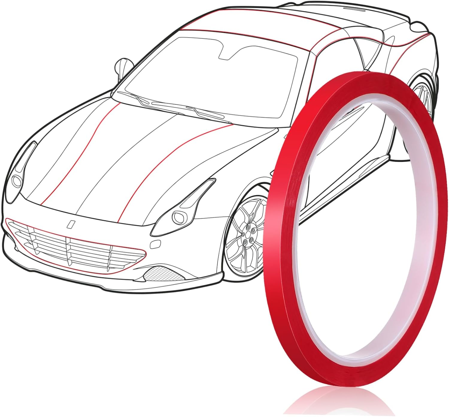 COHEALI Decorative Adhesive Tape for Car 1 Red Roll 6Mm X 33M Polyester for Automotive Crafts and Home Decoration image number 1