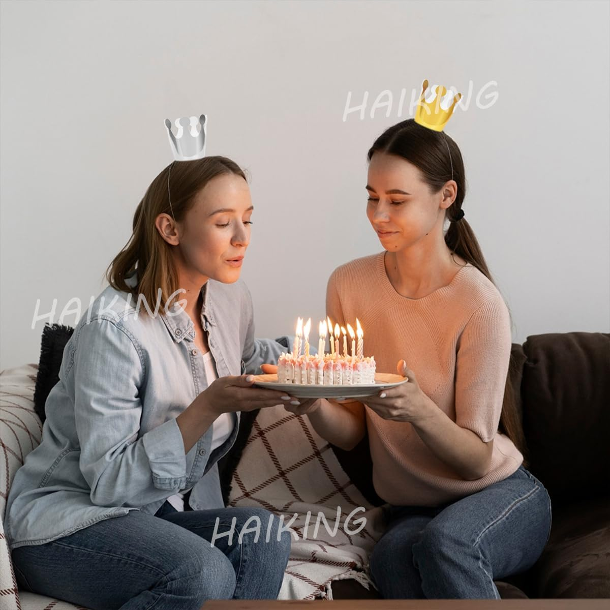 HAIKING Paper Crown Hats, 20 PCS Golden & Silver Birthday Hats for School, Anniversary, Party Supplies (Elastic) image number 4