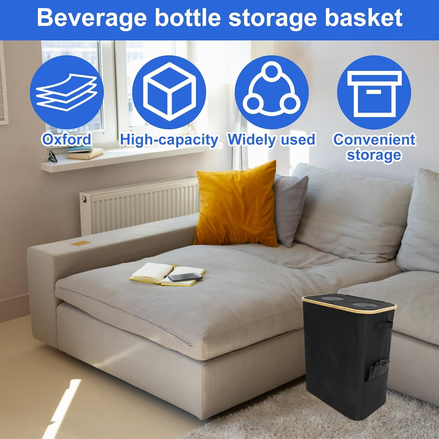 Kitchen Recycling Bin 140L Bottle Recycling Bin with Lid Large Capacity Kitchen Recycling Trash Can Foldable Recycling Bin Storage with Removable Inner Bag for Kitchens Indoor