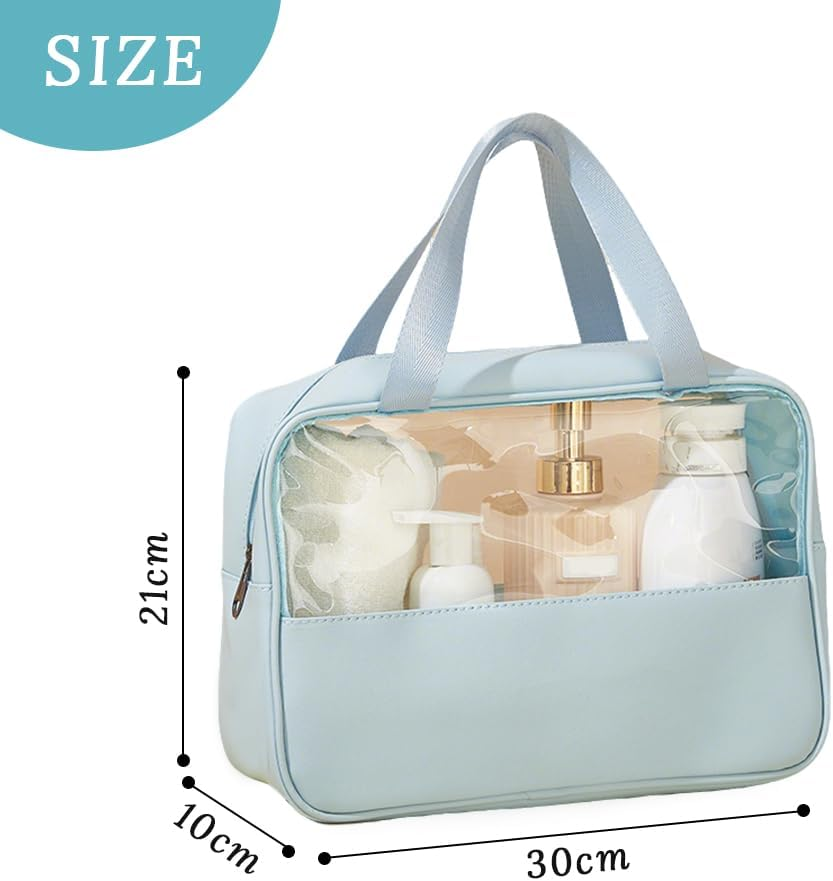 6 Pack Large Clear Makeup Bags,Toiletry Organizer,Large Capacity Hanging,With Zipper and Handle Strap,Portable Travel Cosmetic Bag,For Cosmetics,Sundries,Toiletries image number 3